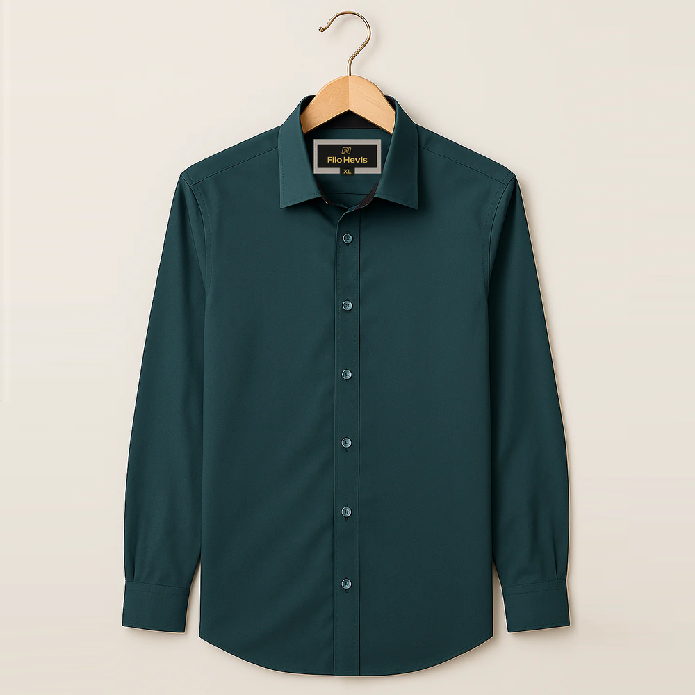 Formal Shirt for Men with Contrast Collar & Cuff | Teal Green My Store