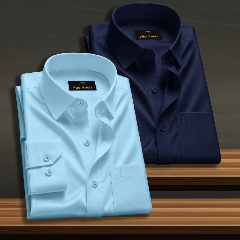 Combo of 2 Formal shirts Sky Blue & Navy Blue Colour My Store