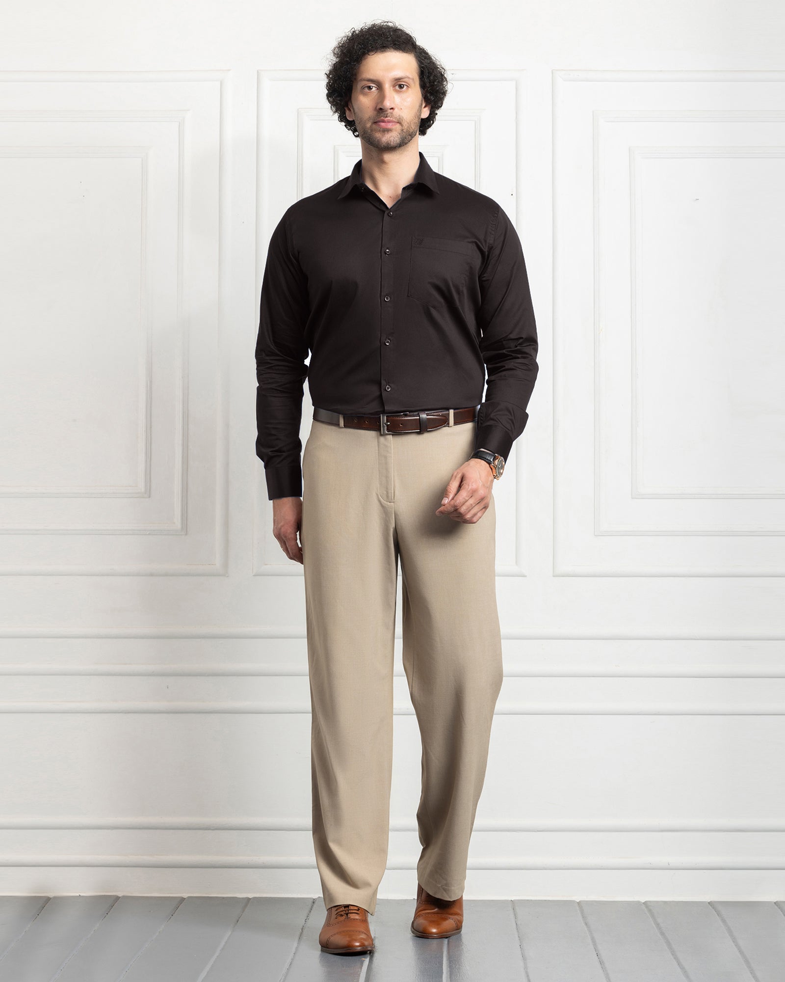 PLATINUM COTTON SATIN FORMAL SHIRT FOR MEN (Single Pocket)-Dark Olive