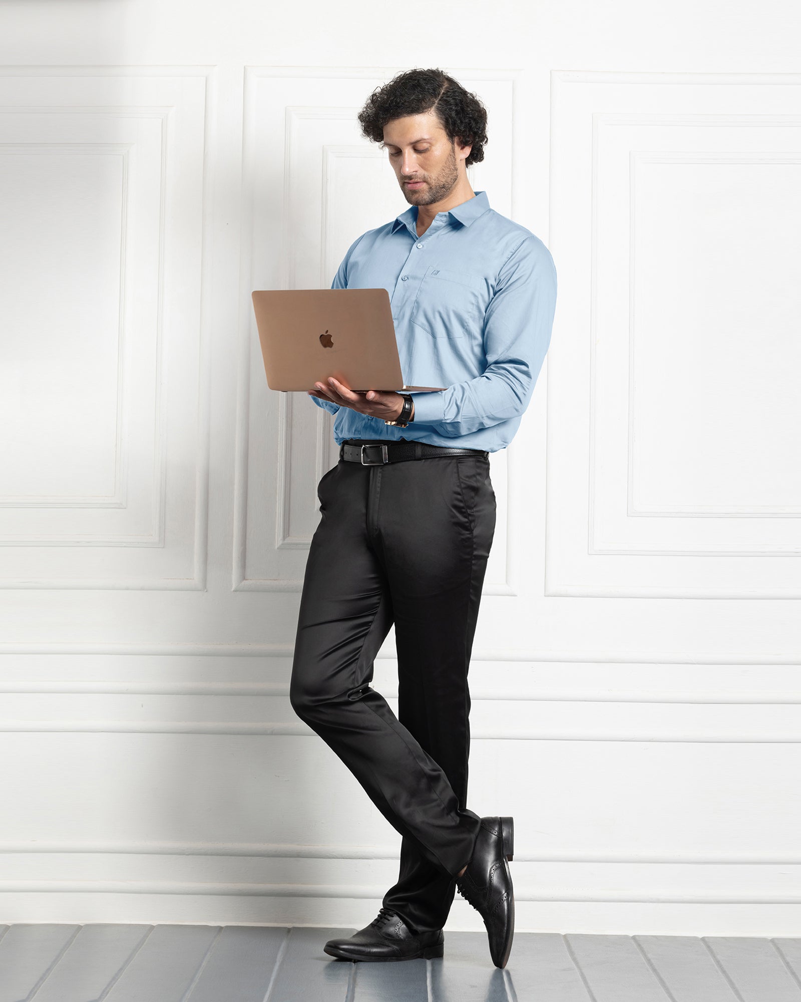 PLUS SIZE FORMAL SHIRTS IN COTTON FOR MEN (Single Pocket)- SKY BLUE