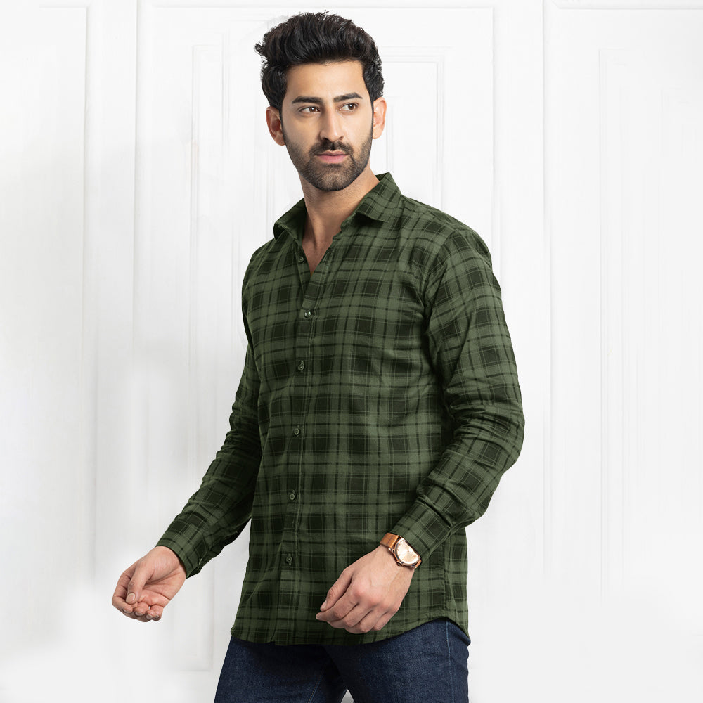 Check Regular Fit Cotton Shirt - Green