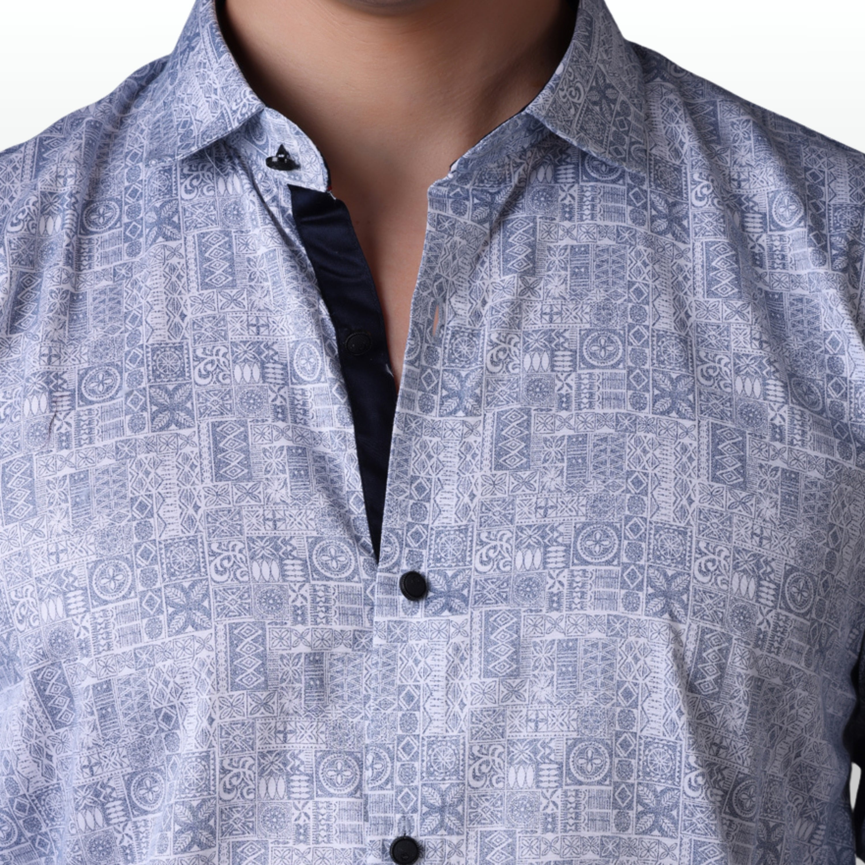 Geometrical Print Casual Shirt Blue Color