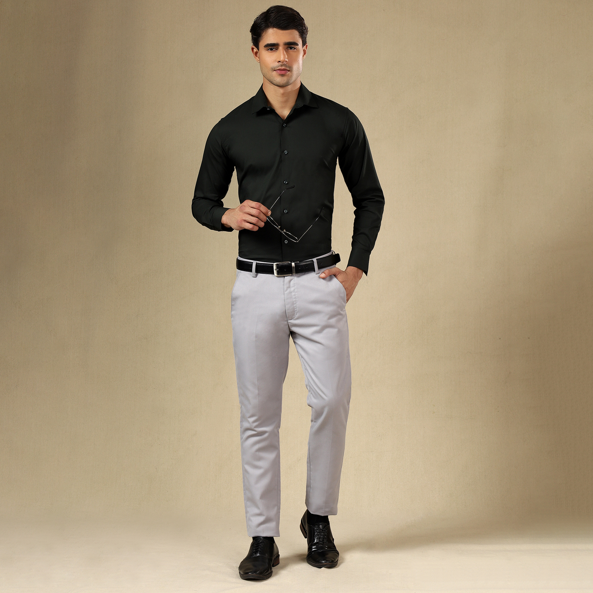 Premium SELF SHIRTS FOR MEN - Textured Formal Shirts Collection | Professional Office Wear | Modern Man’s Self-Striped Statement Shirt-DARK GREEN