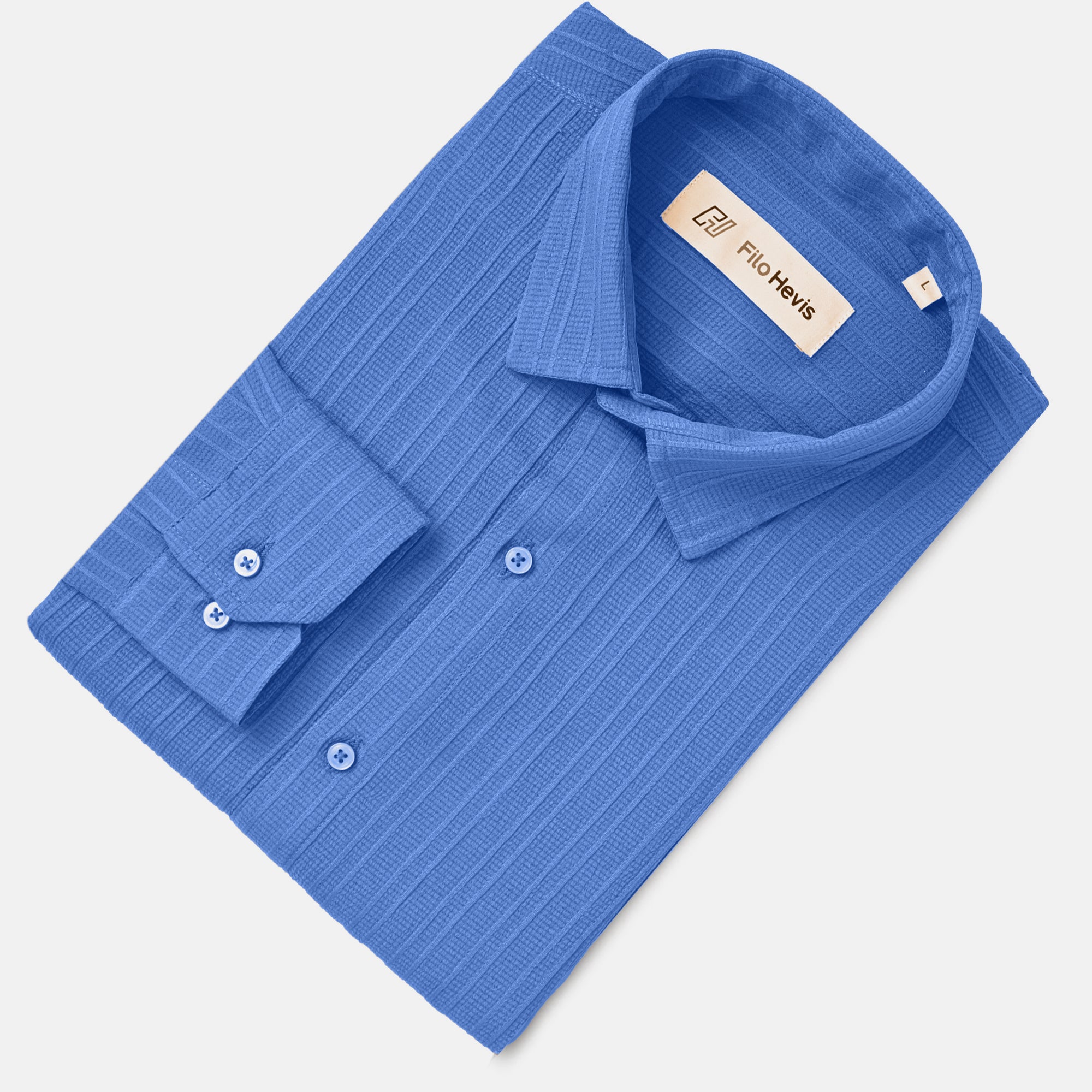 Crushed Self Stripe Royal Blue Shirt