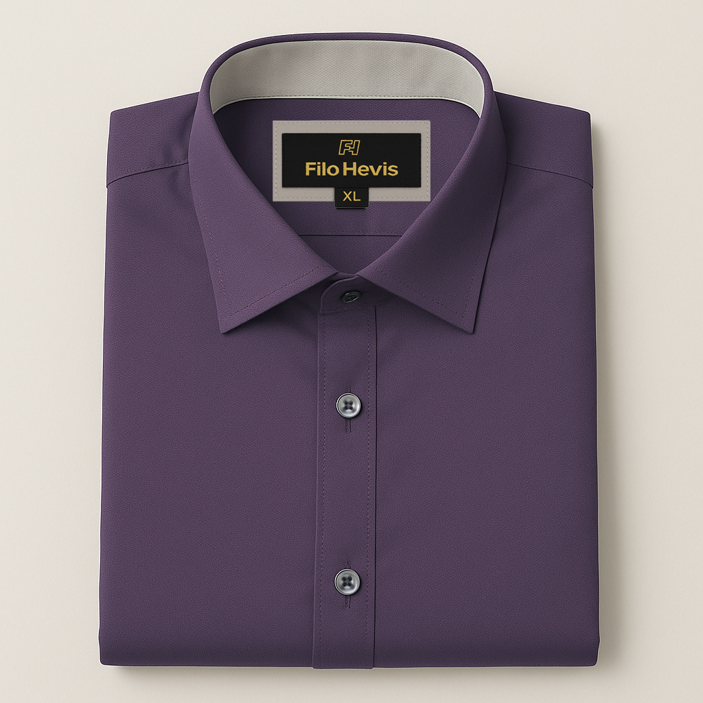 Men’s Premium Purple Shirt | Spread Collar | Comfort-Stretch Fabric | Contrast Inner Collar / Cuff