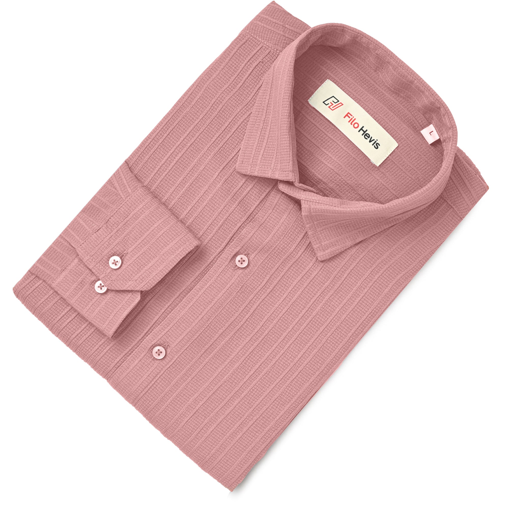 Crushed Self Stripe Pink Shirt