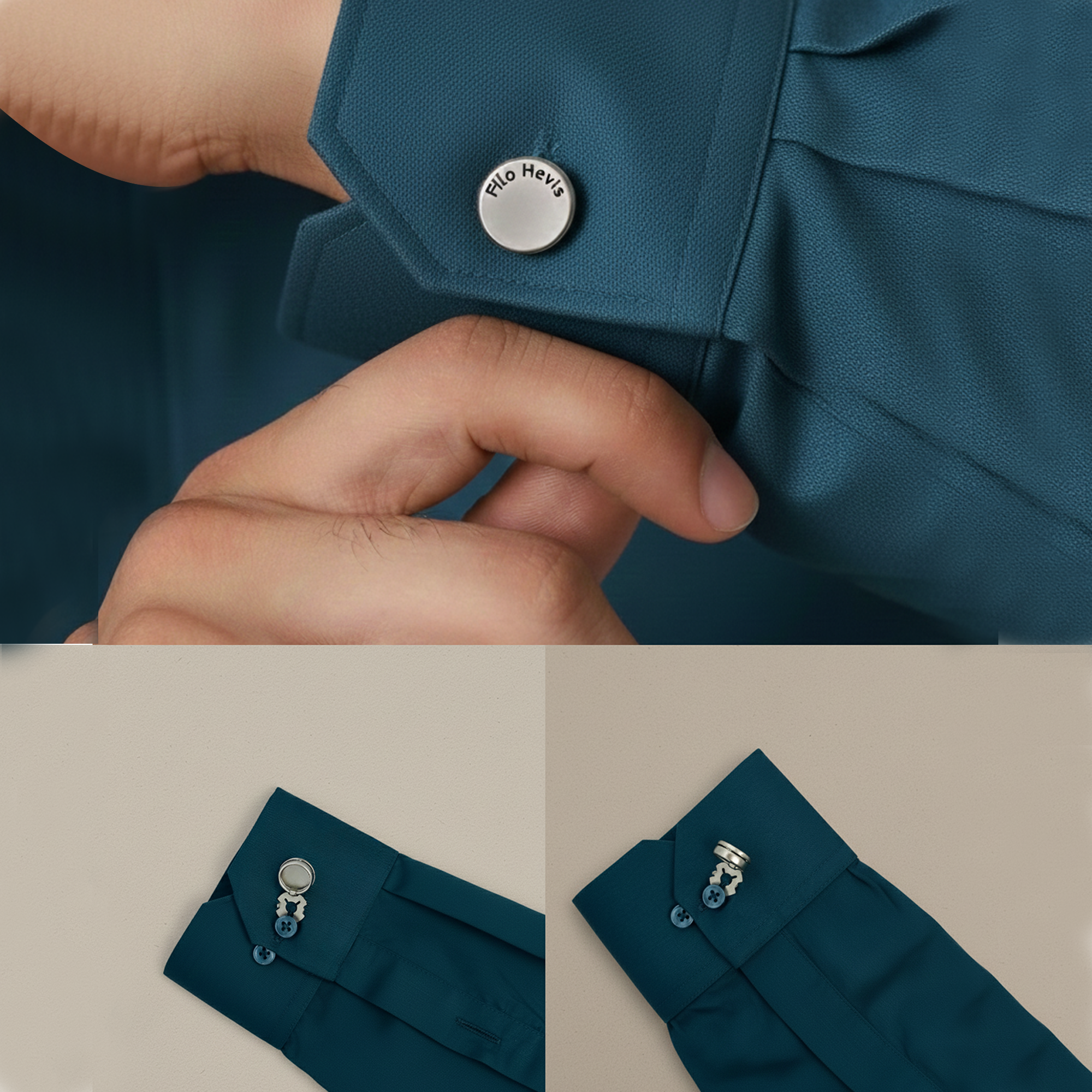 Filohevis Classic Silver Finish Engraved Cufflinks for Men | Premium Metal Formal Shirt Cufflinks For (1 Pair)