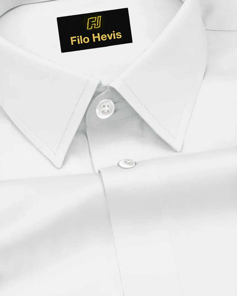 PLUS SIZE FORMAL SHIRTS IN COTTON FOR MEN (Single Pocket)- White Filo Hevis