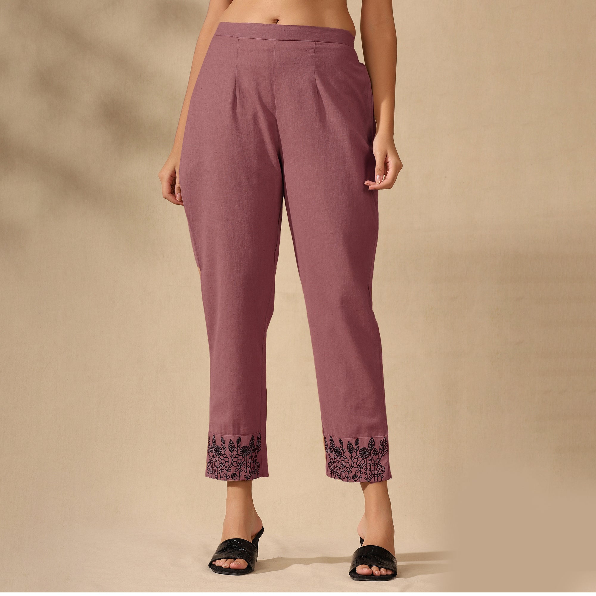 Botanical Embroidered Pure Cotton Tunic With Trousers Pink Co-ord Set