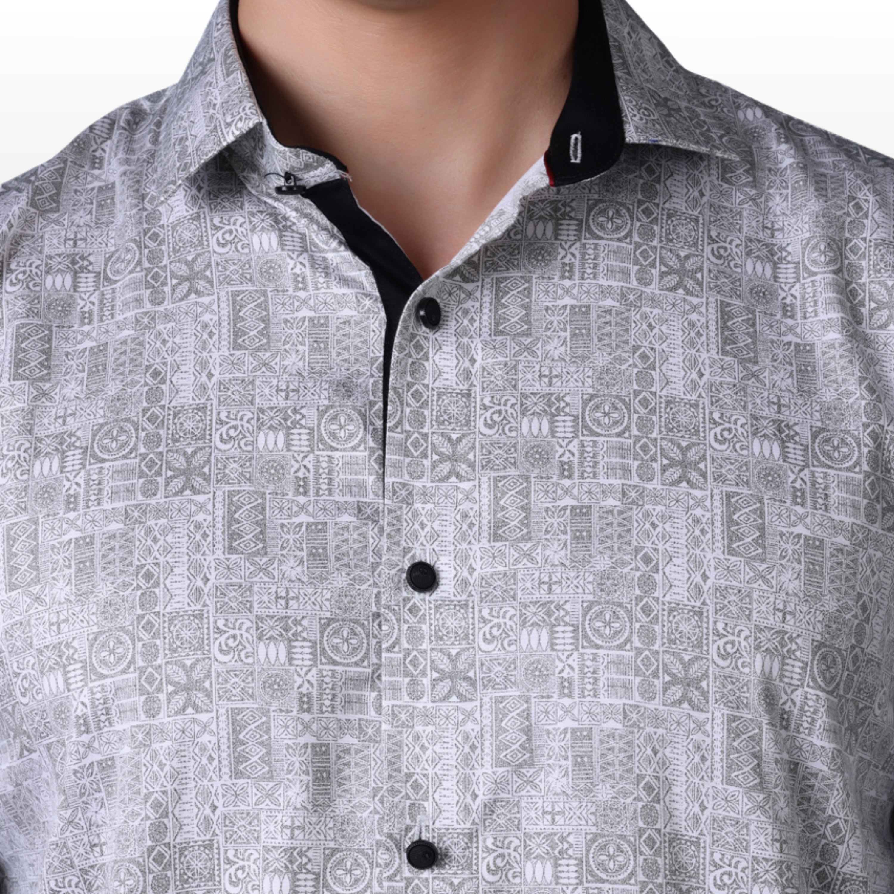 Geometrical Print Casual Shirt Green Color