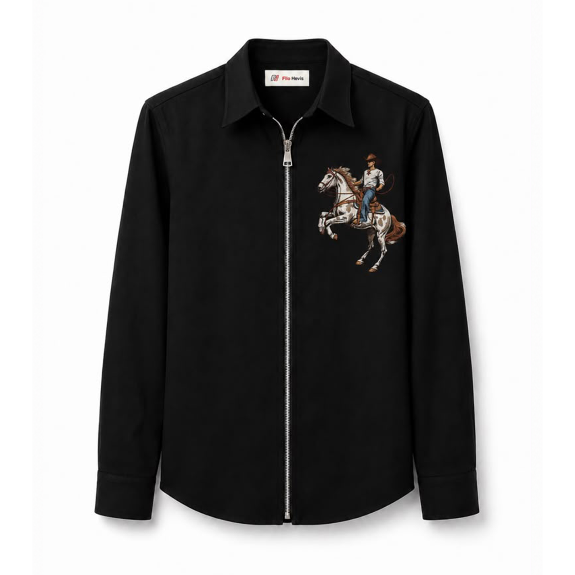 Rodeo Cowboy Zip-Up Shirt — Hand-Painted Japanese Lycra