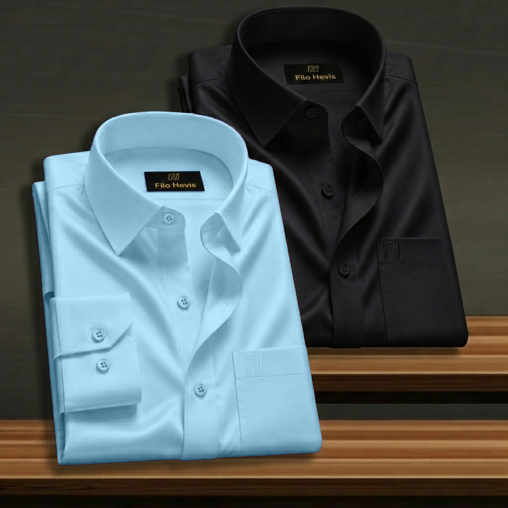 Combo of 2 Formal shirts Sky Blue & Black Colour My Store
