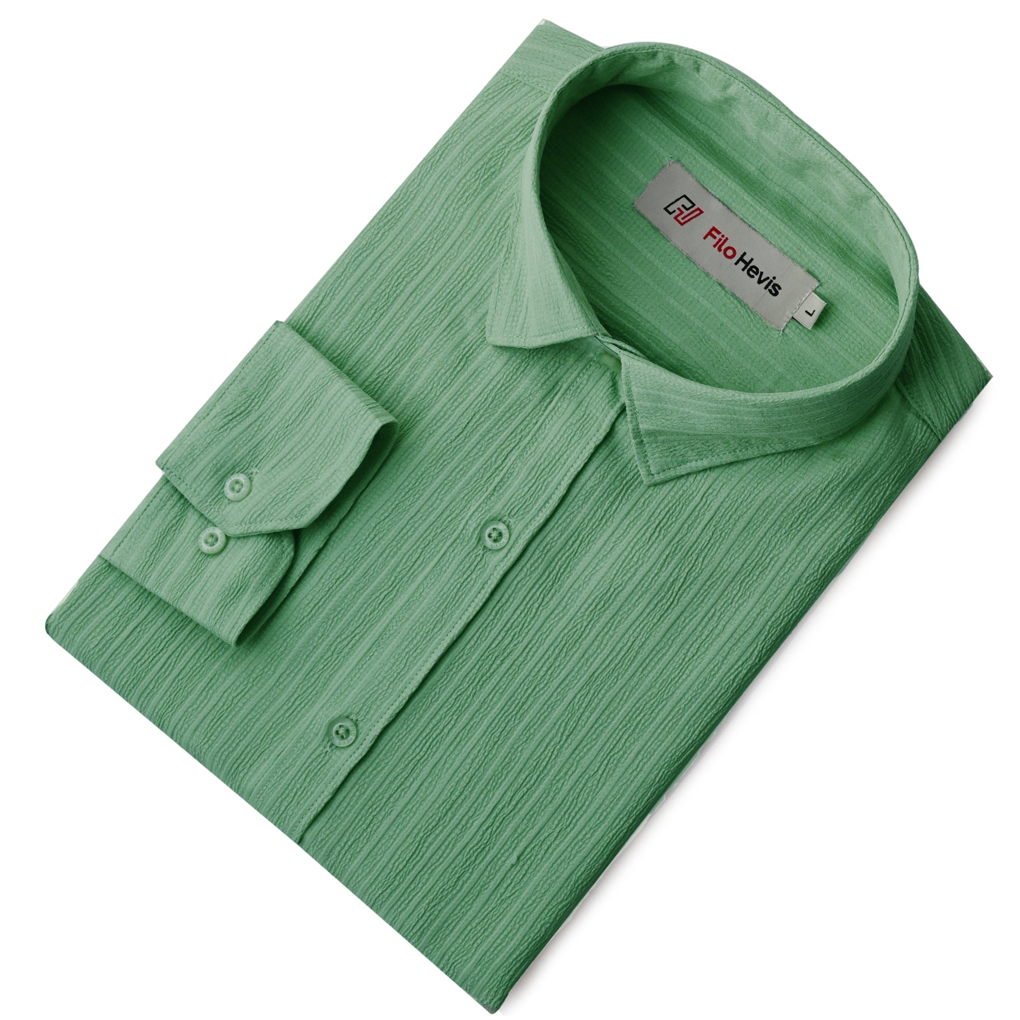 Crushed Self Stripe Light Green Shirt