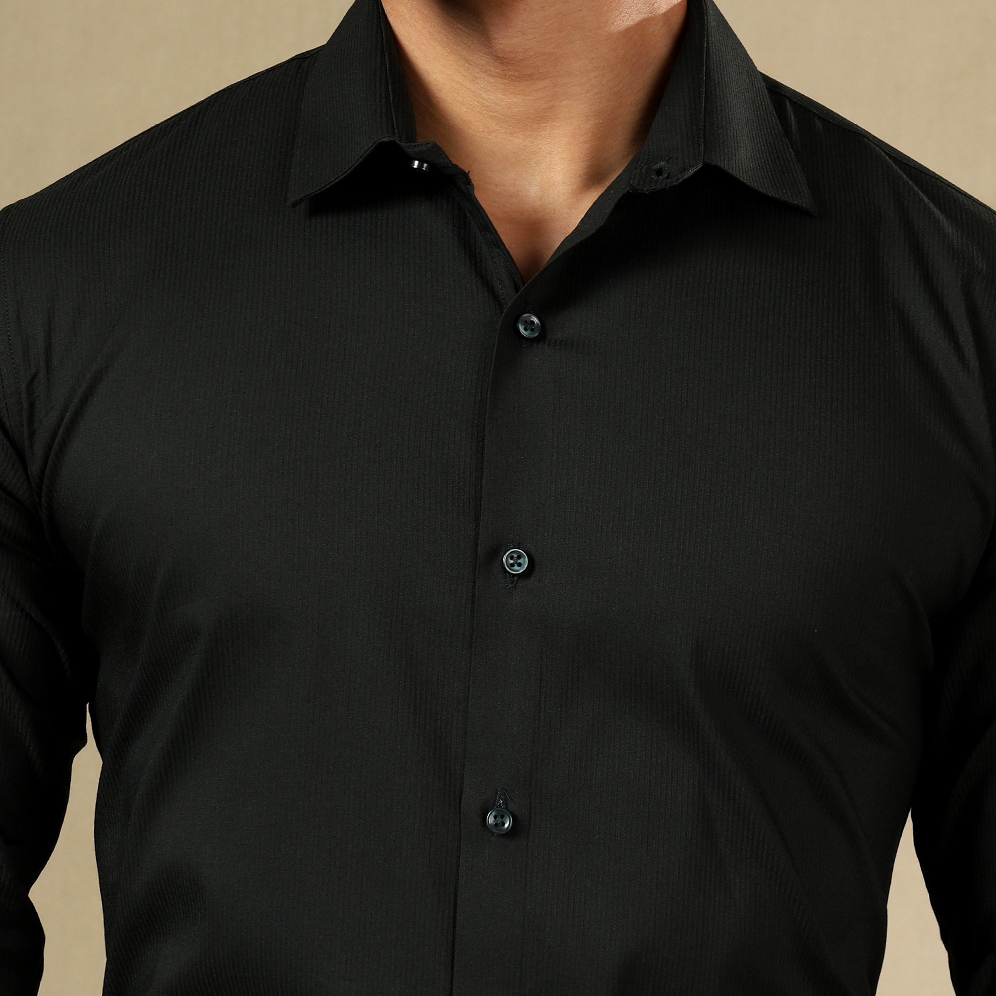 Premium SELF SHIRTS FOR MEN - Textured Formal Shirts Collection | Professional Office Wear | Modern Man’s Self-Striped Statement Shirt-DARK GREEN