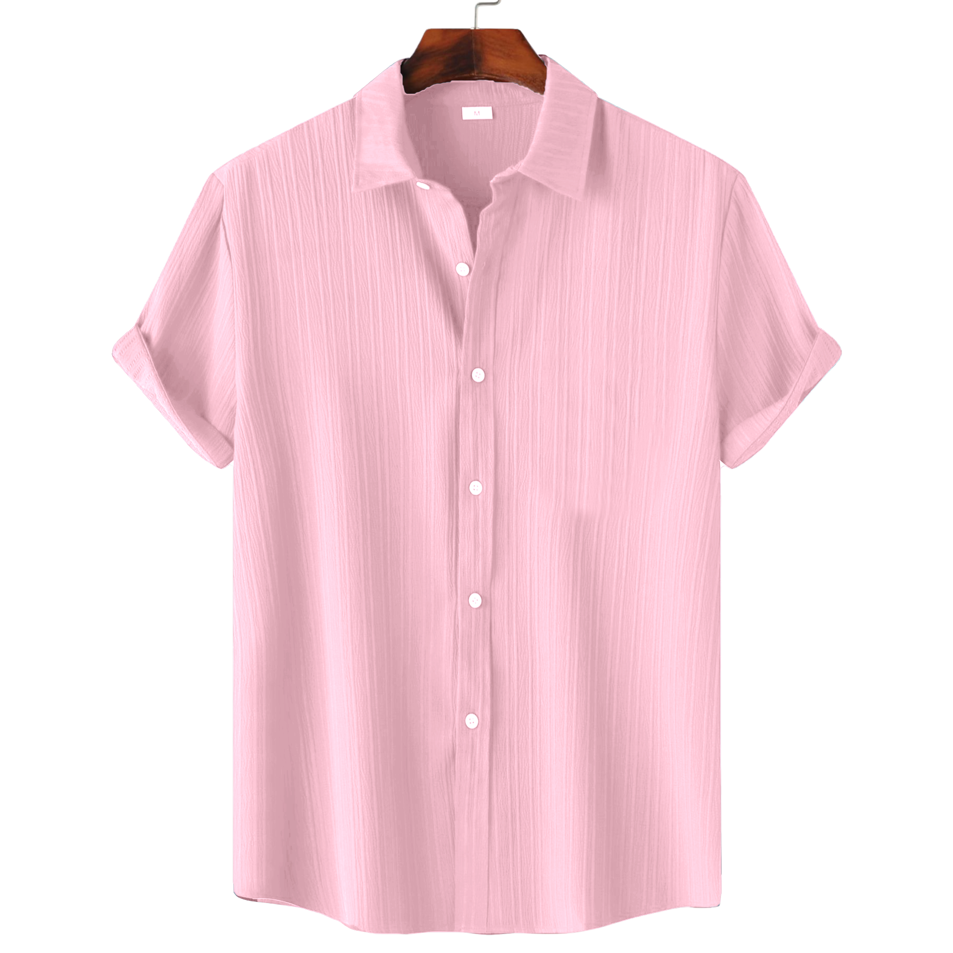 Men’s Textured Popcorn Half Sleeve Casual Shirt – Light Pink My Store