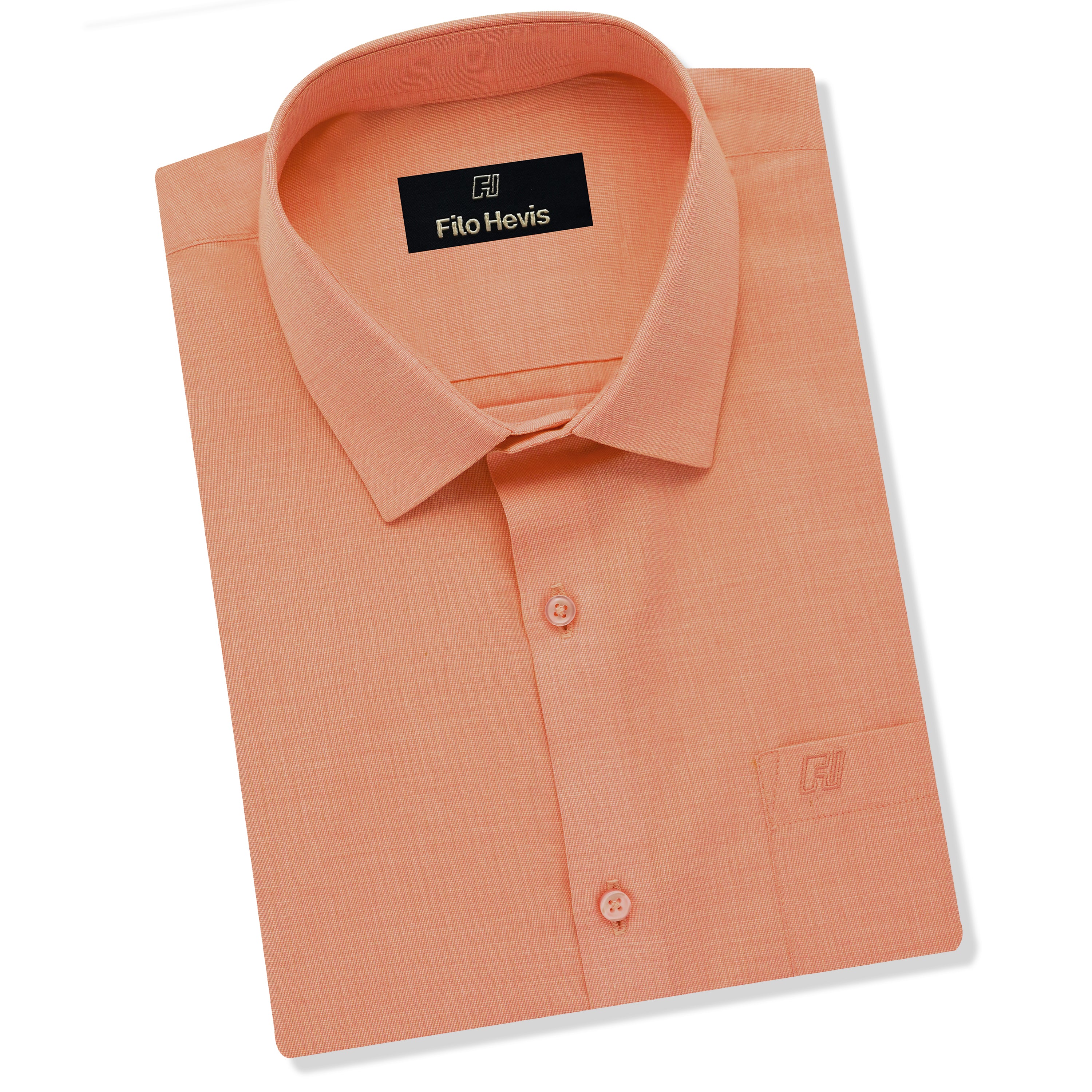Filafil Fabric Regular Fit Single Pocket Formal Shirt Full Sleeve -Orange