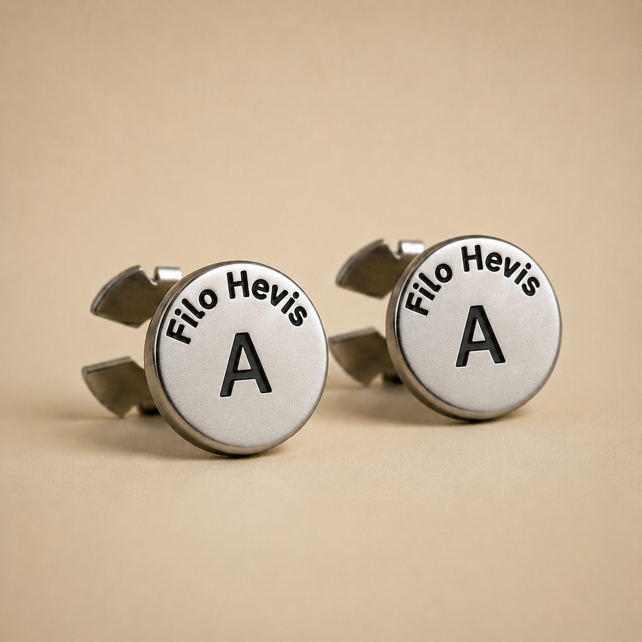 Filohevis Personalised Silver Initial Cufflinks – A | Engraved Letter Unisex Metal Cufflinks | Formal Shirt Accessory (1 Pair)