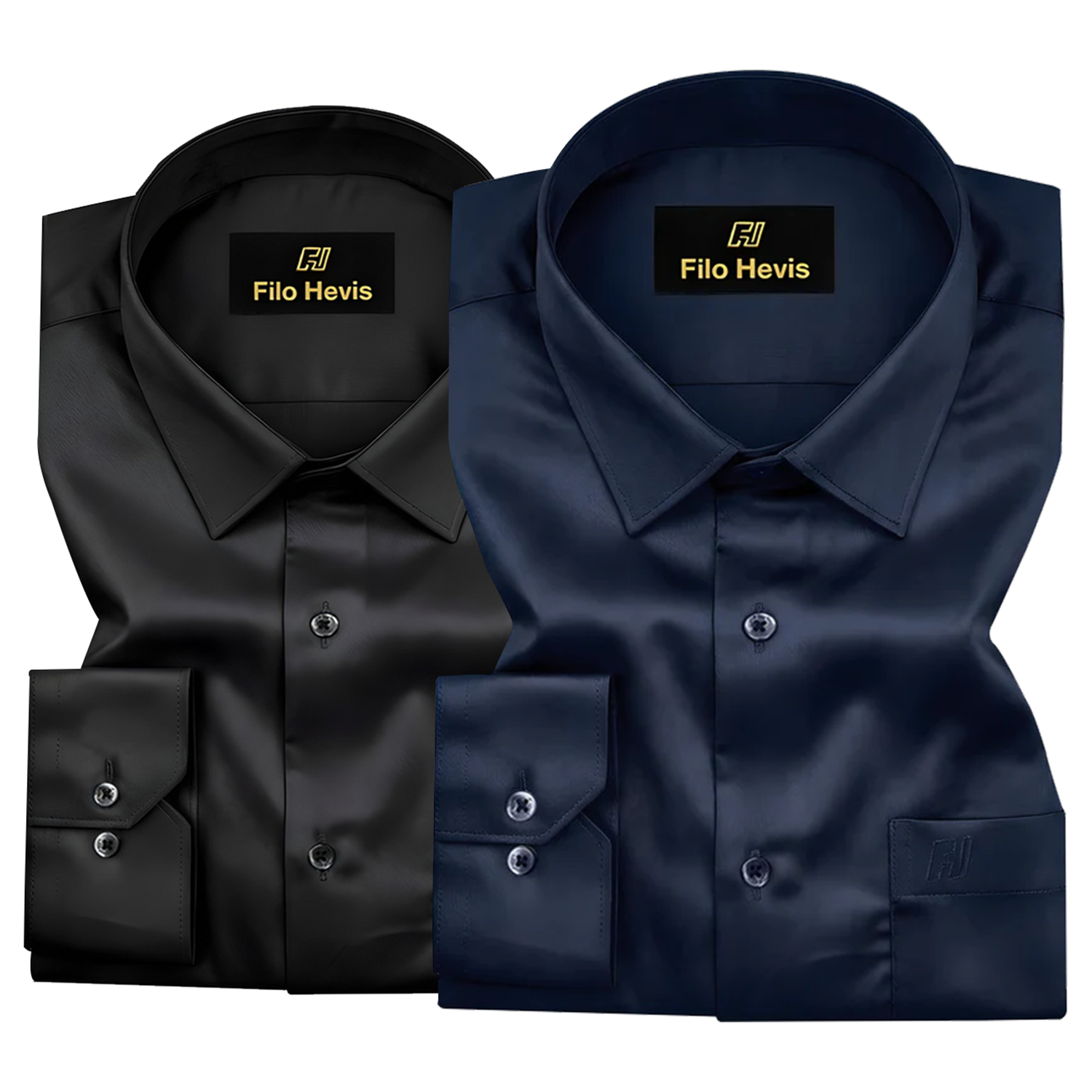 Combo of 2 Premium Cotton Formal Shirts – Black & Navy Blue | Single Pocket | Smart Fit My Store