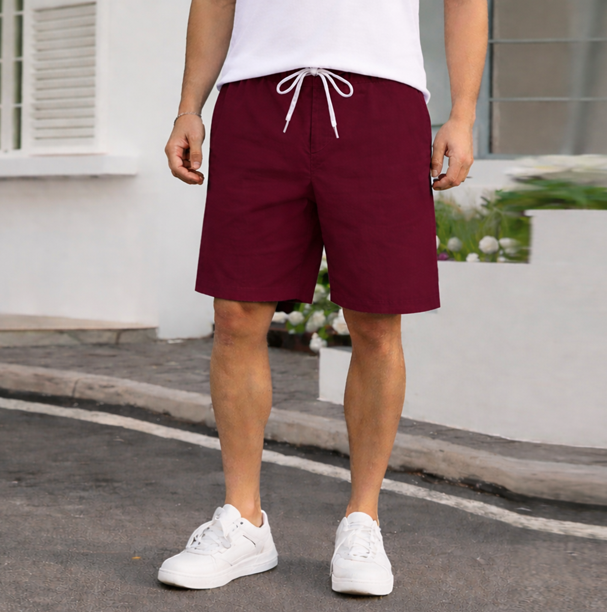 MENS COTTON SHORTS | EVERYDAY COMFORT HALF PANTS | Dark Maroon Filo Hevis