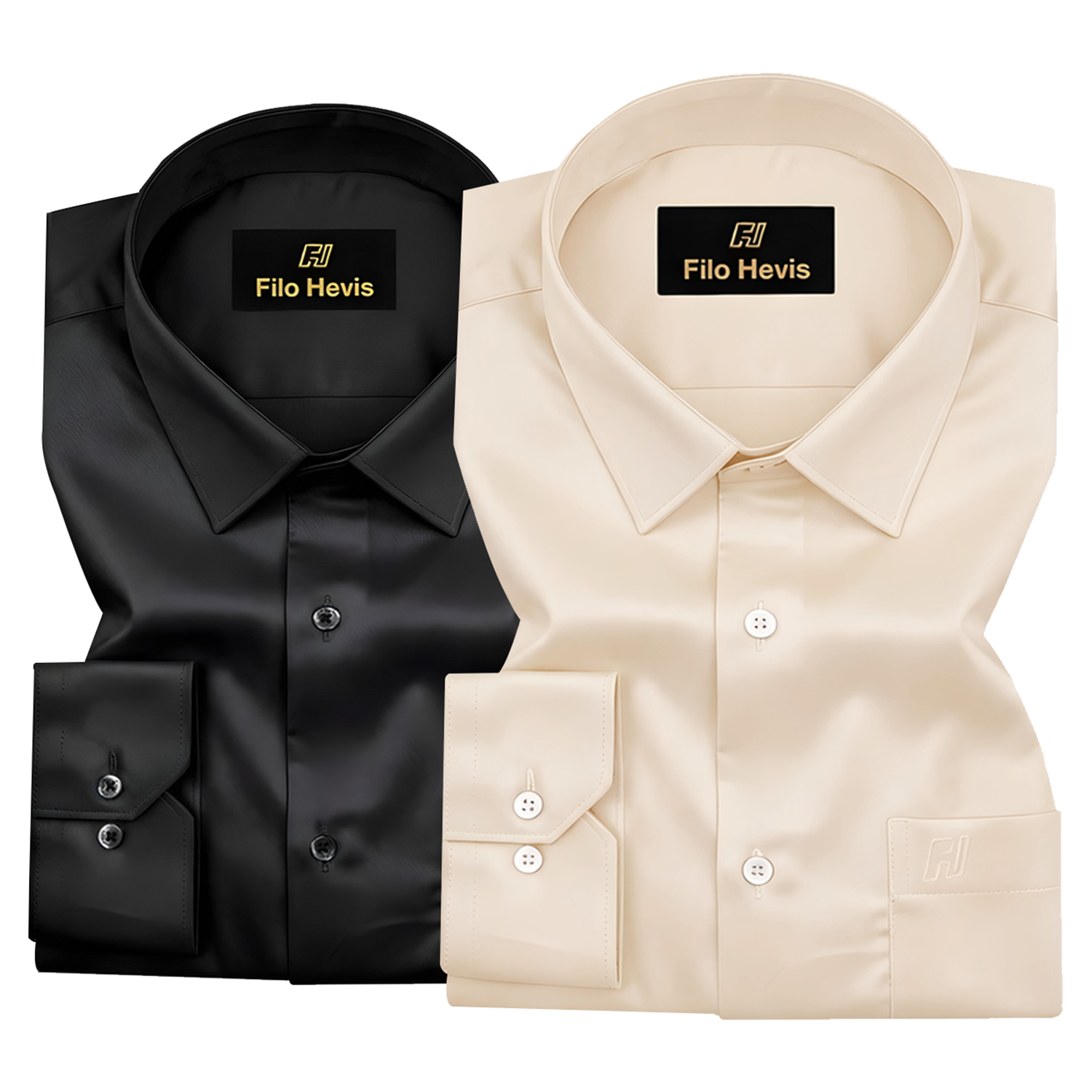 Combo of 2 Premium Cotton Formal Shirts – Black & Cream | Single Pocket | Smart Fit My Store