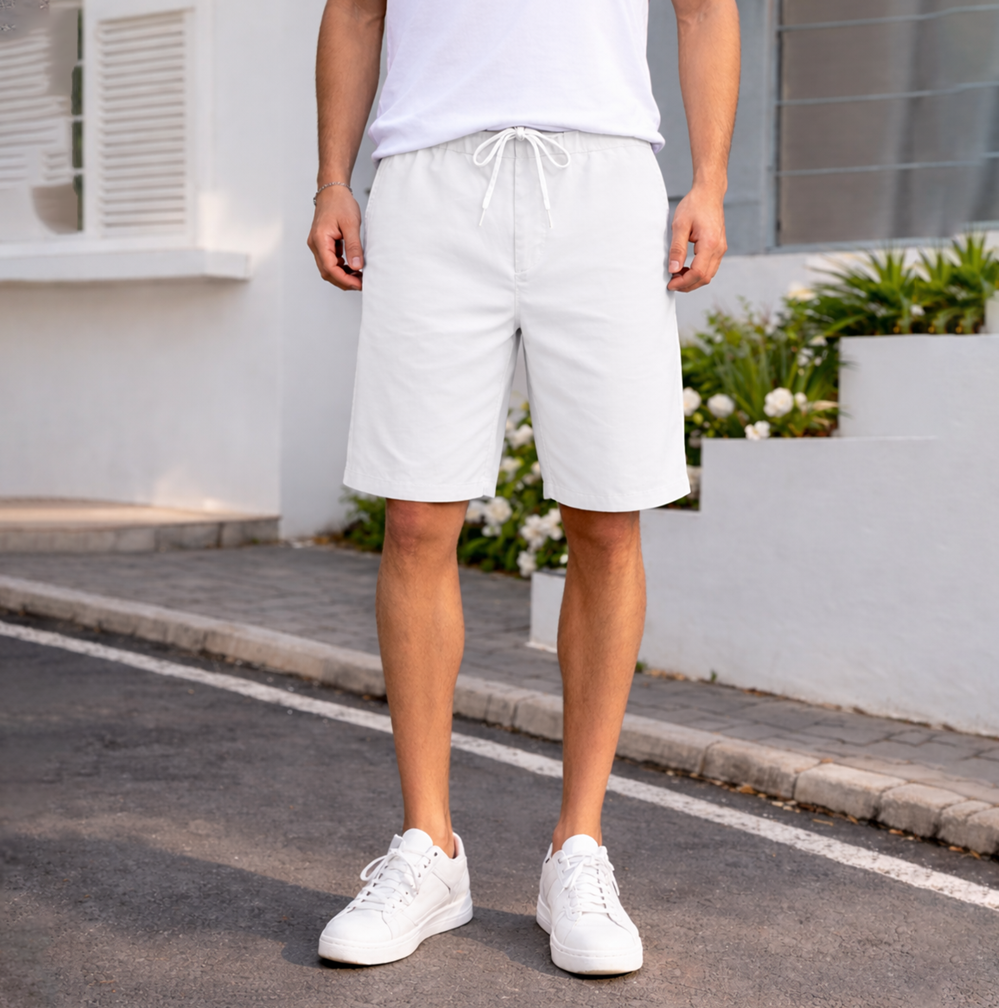 MENS COTTON SHORTS | EVERYDAY COMFORT HALF PANTS | White
