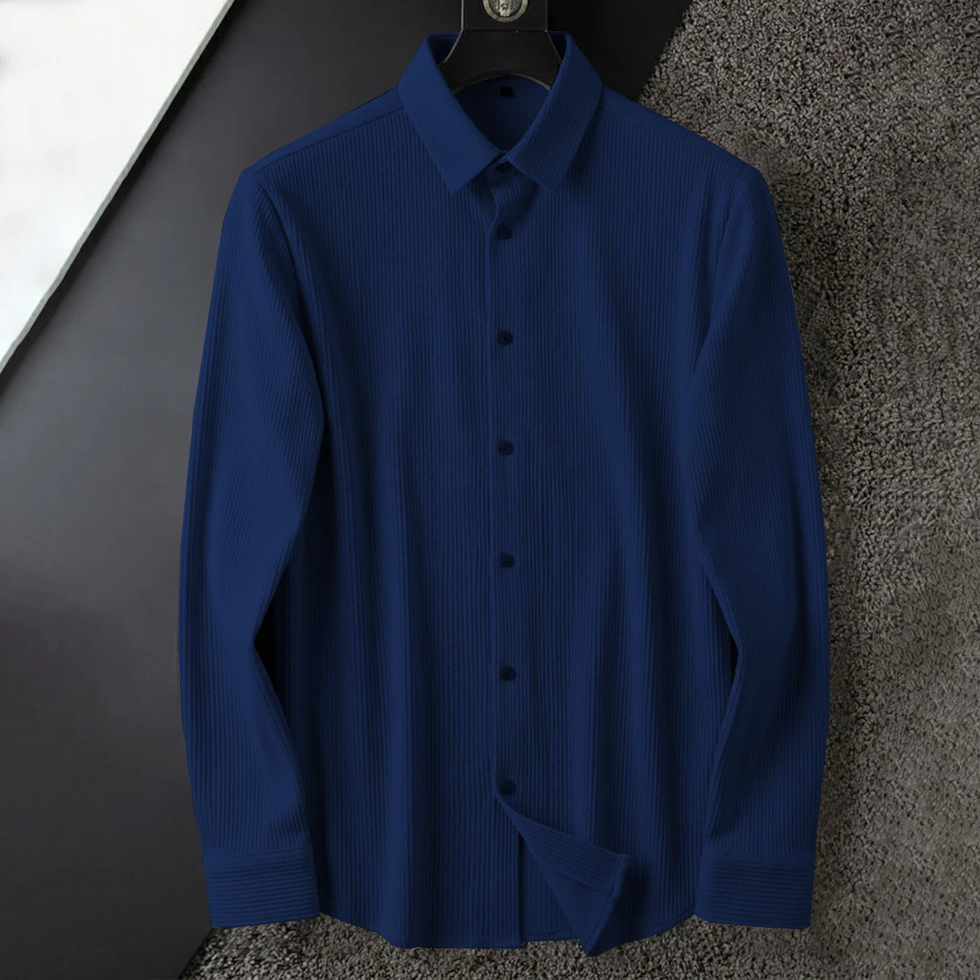 navy blue self cord casual shirts