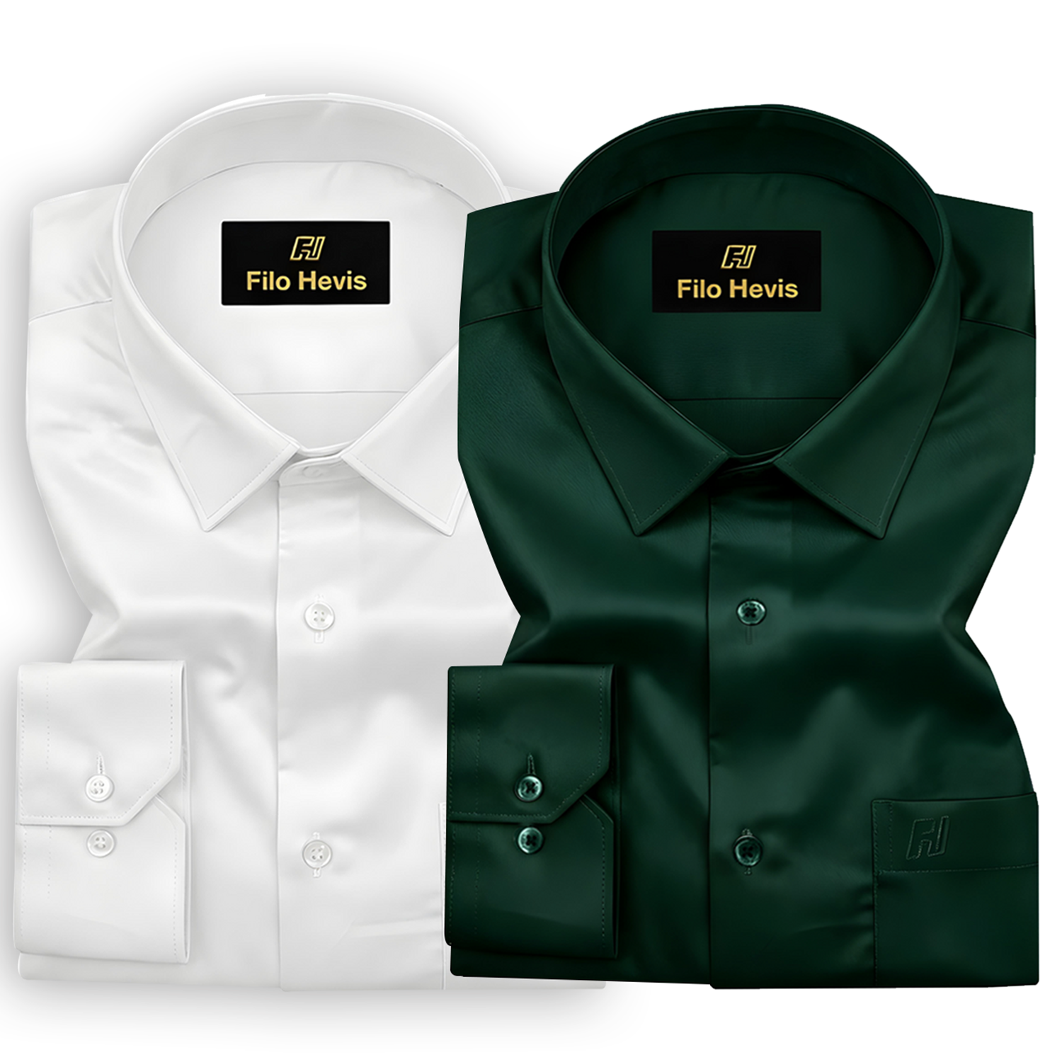 Combo of 2 Premium Cotton Formal Shirts – White & Teal Green | Single Pocket | Smart Fit My Store