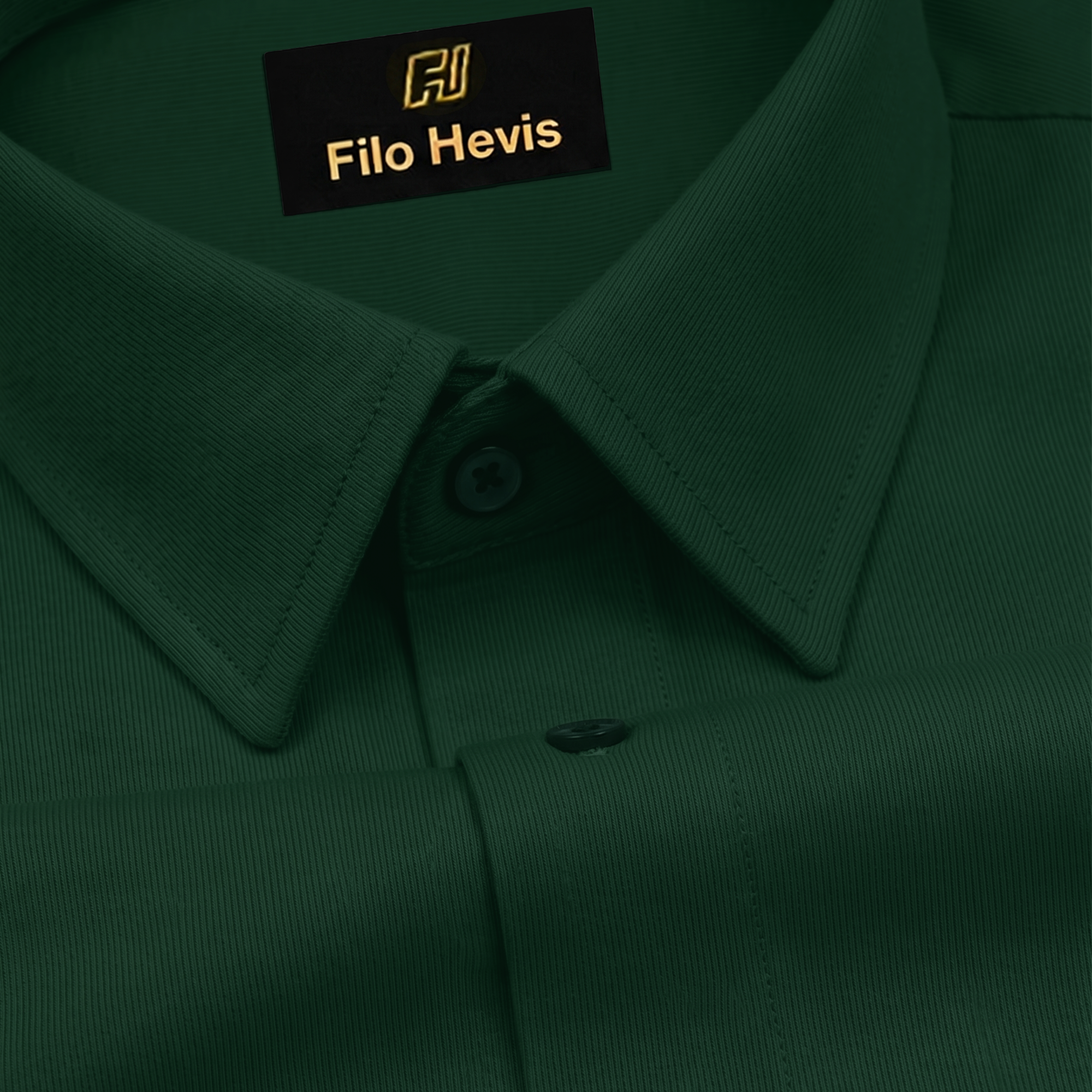 Fine-Ribbed Self-Structured Formal Shirt-DARK GREEN