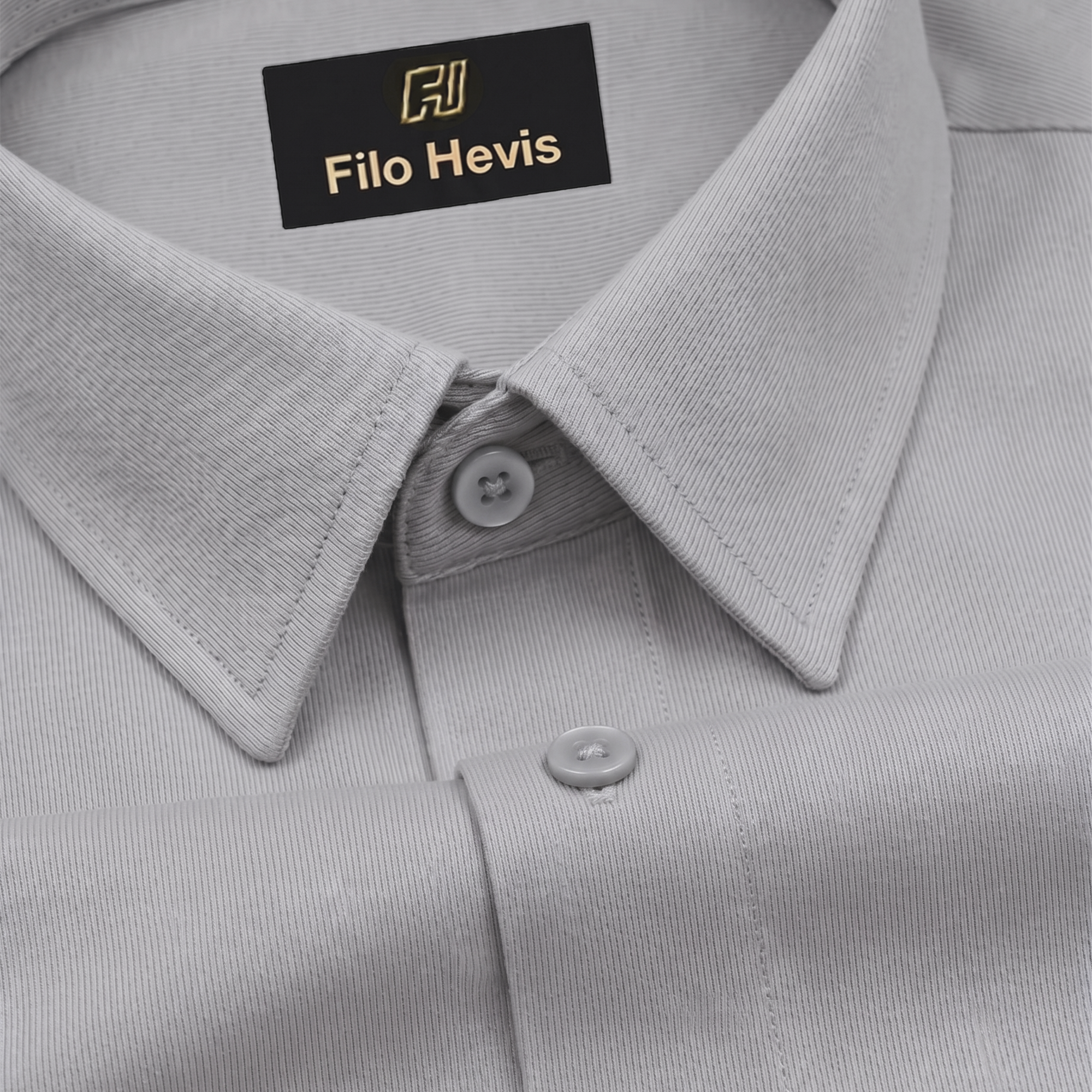 Fine-Ribbed Self-Structured Formal Shirt-GREY