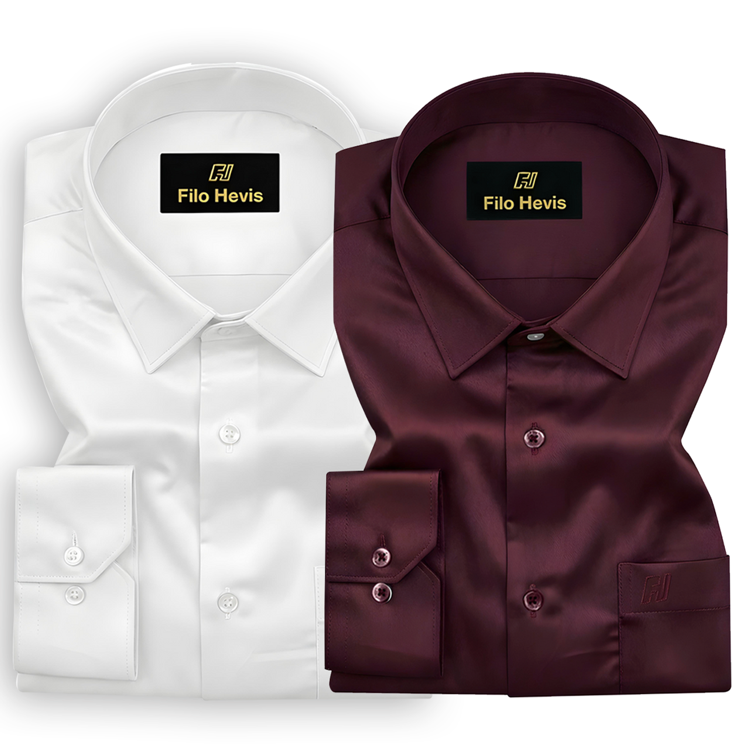 Combo of 2 Premium Cotton Formal Shirts – White & Wine | Single Pocket | Smart Fit My Store