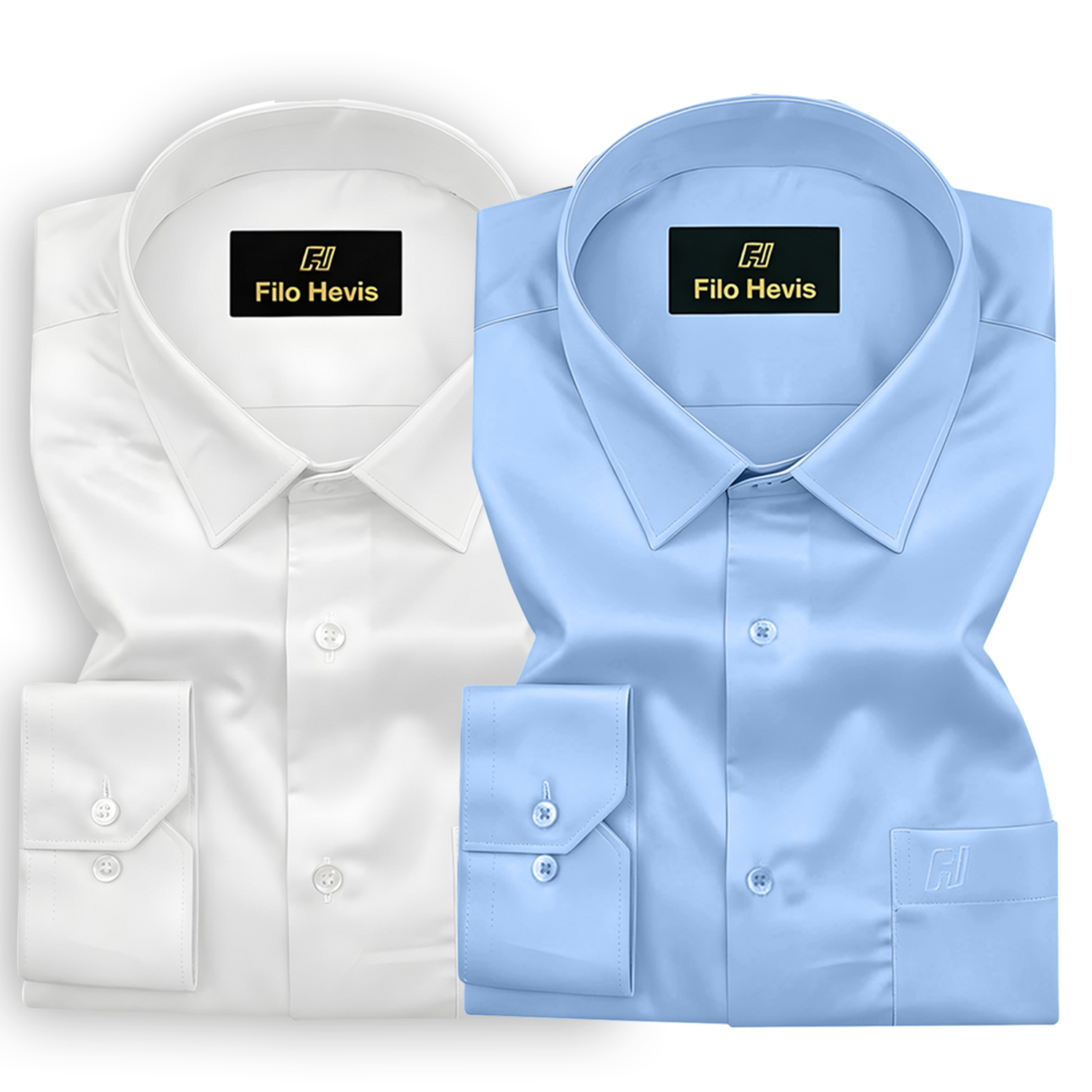 Combo of 2 Premium Cotton Formal Shirts – White & Sky | Single Pocket | Smart Fit My Store