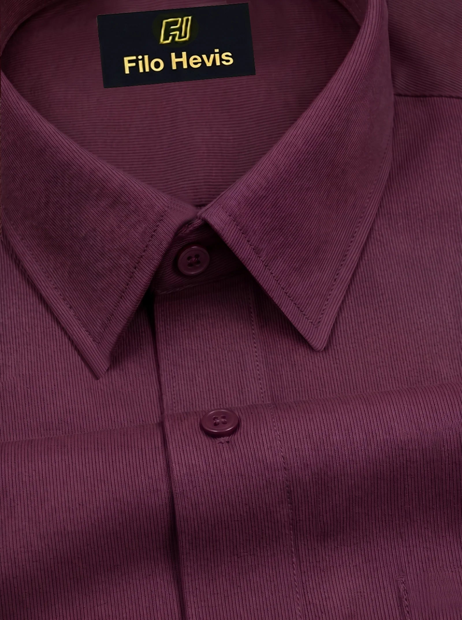 Fine-Ribbed Self-Structured Formal Shirt-MAROON