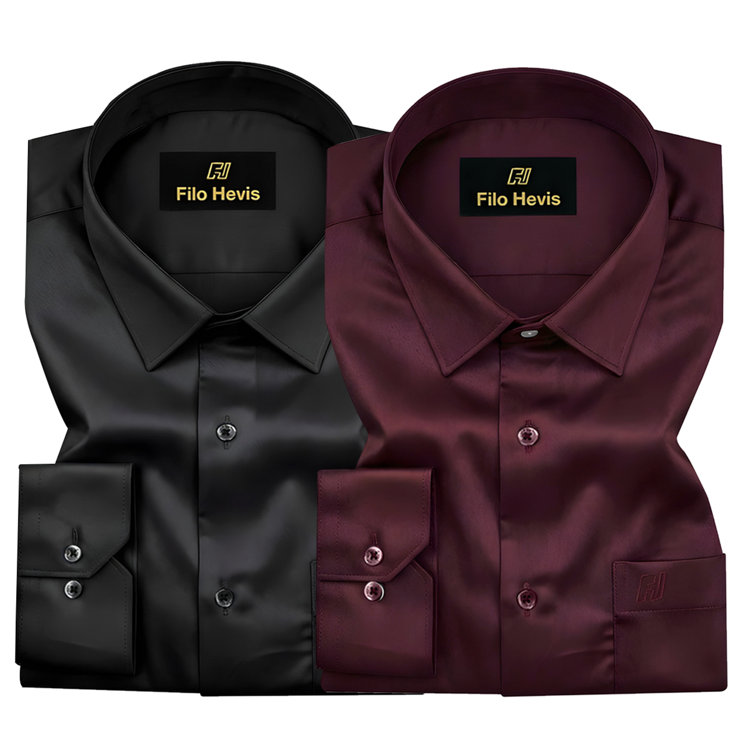 Combo of 2 Premium Cotton Formal Shirts – Black & Wine | Single Pocket | Smart Fit My Store