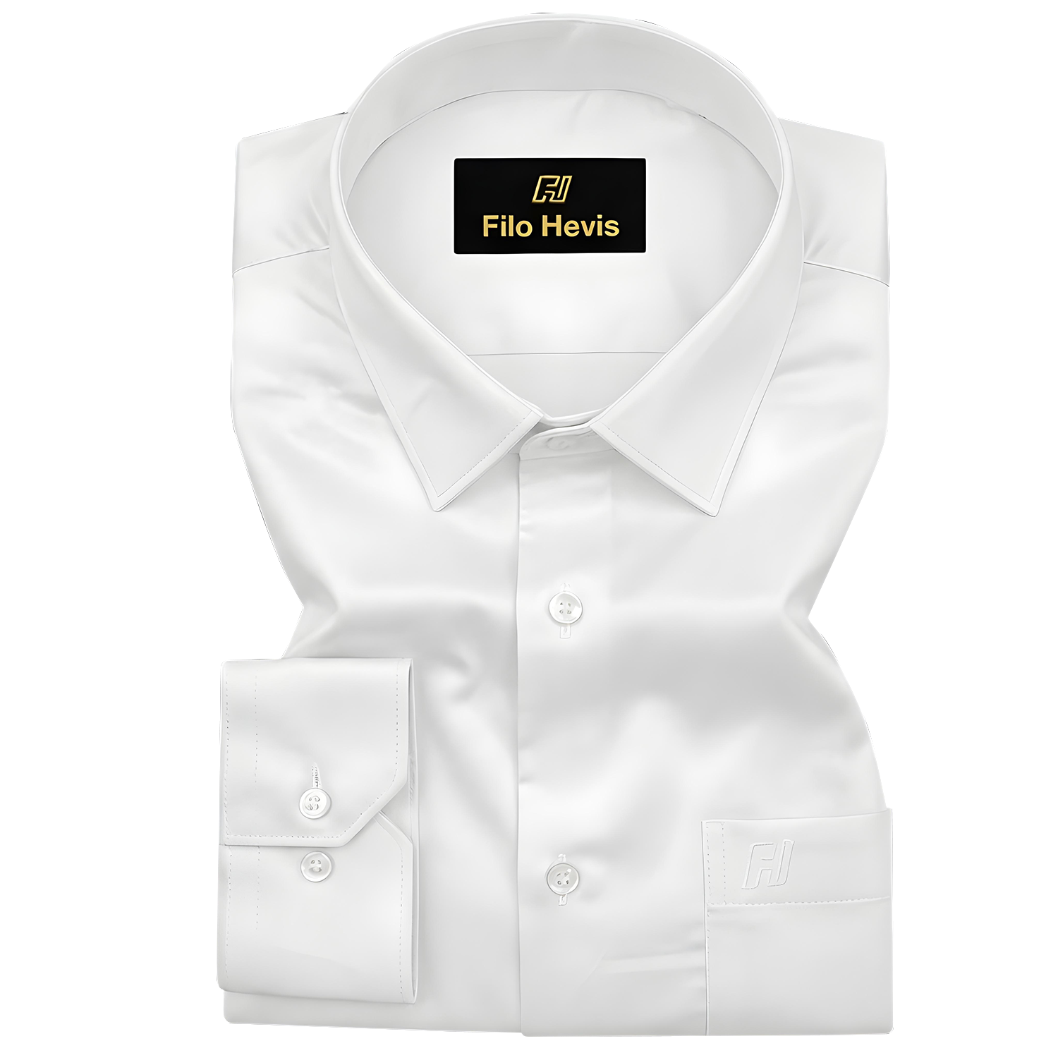 PLUS SIZE FORMAL SHIRTS IN COTTON FOR MEN (Single Pocket)- White Filo Hevis