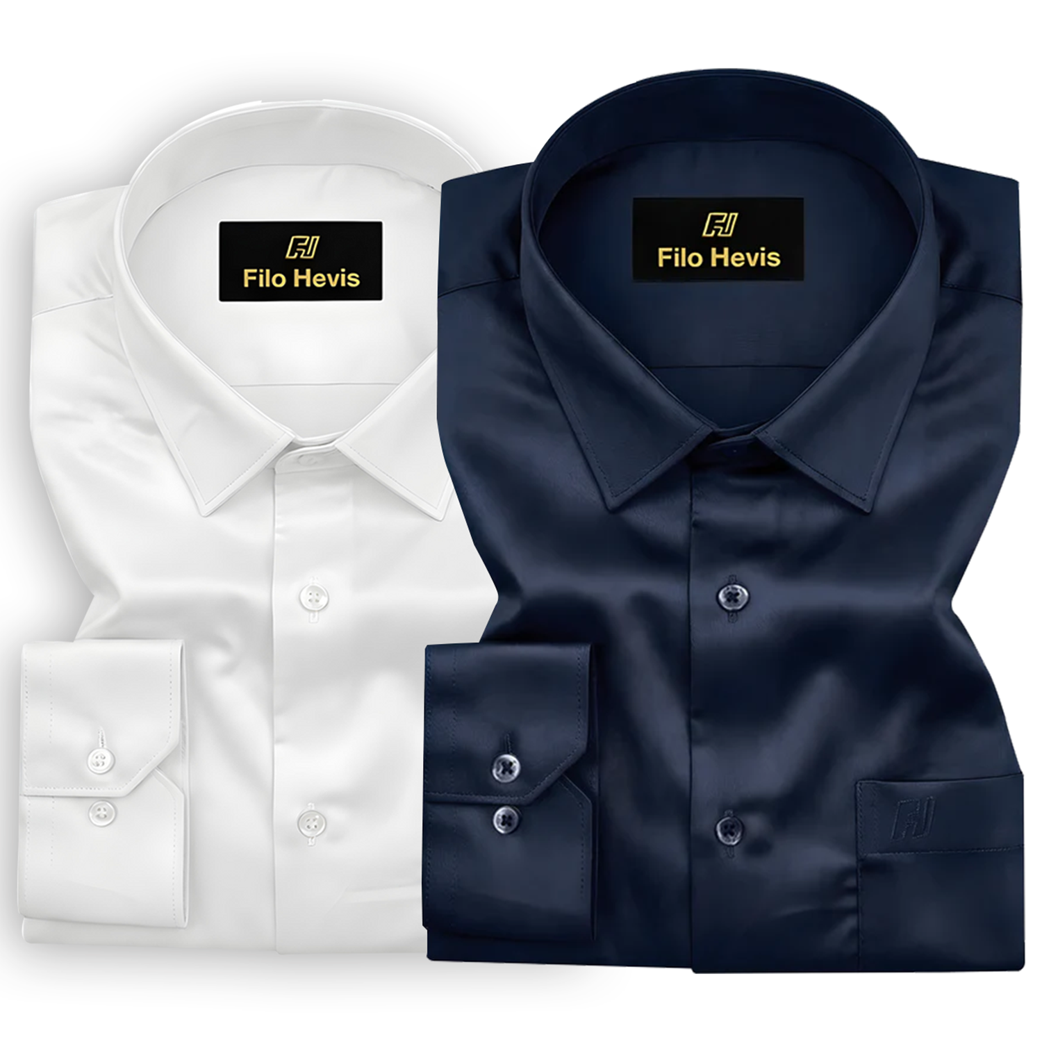 Combo of 2 Premium Cotton Formal Shirts – White & Navy Blue | Single Pocket | Smart Fit My Store