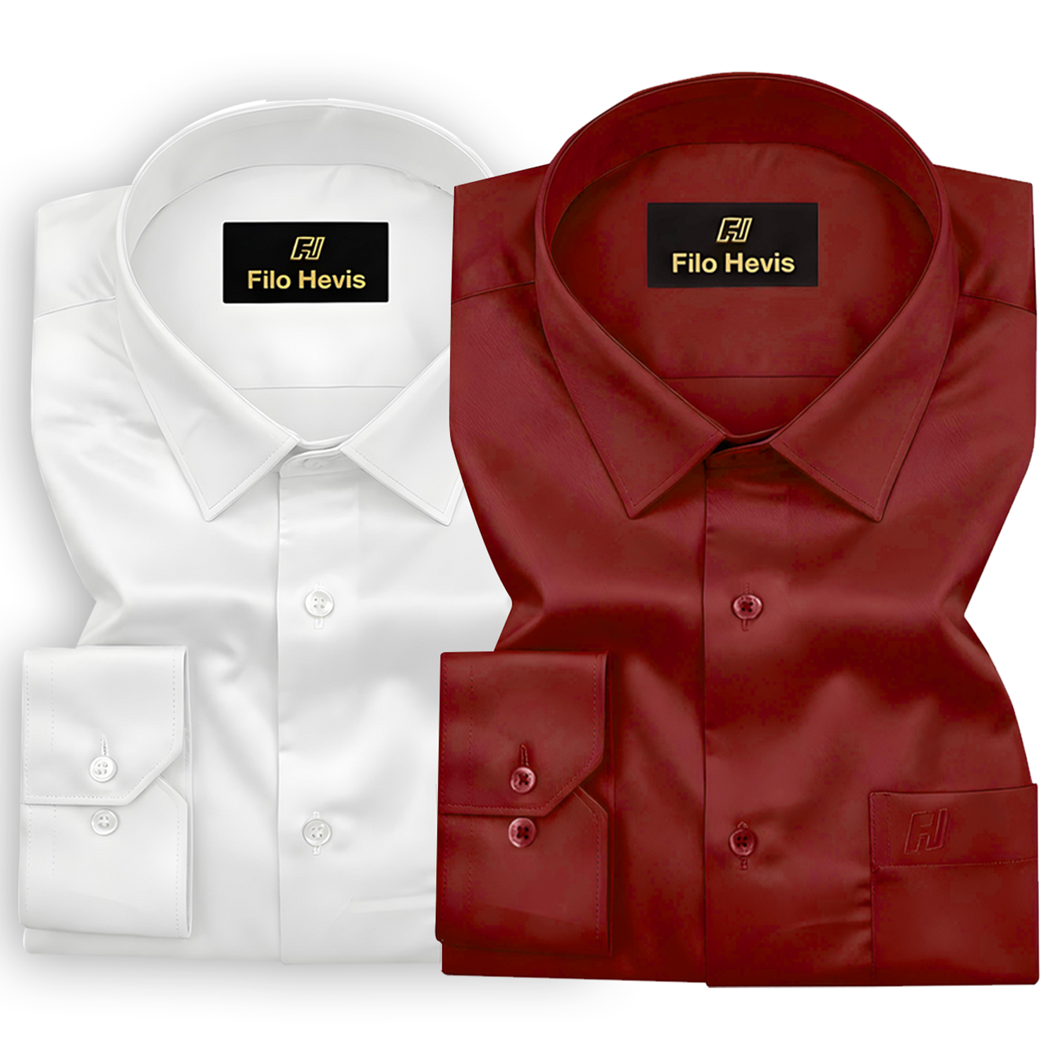 Combo of 2 Premium Cotton Formal Shirts – White & Maroon | Single Pocket | Smart Fit My Store