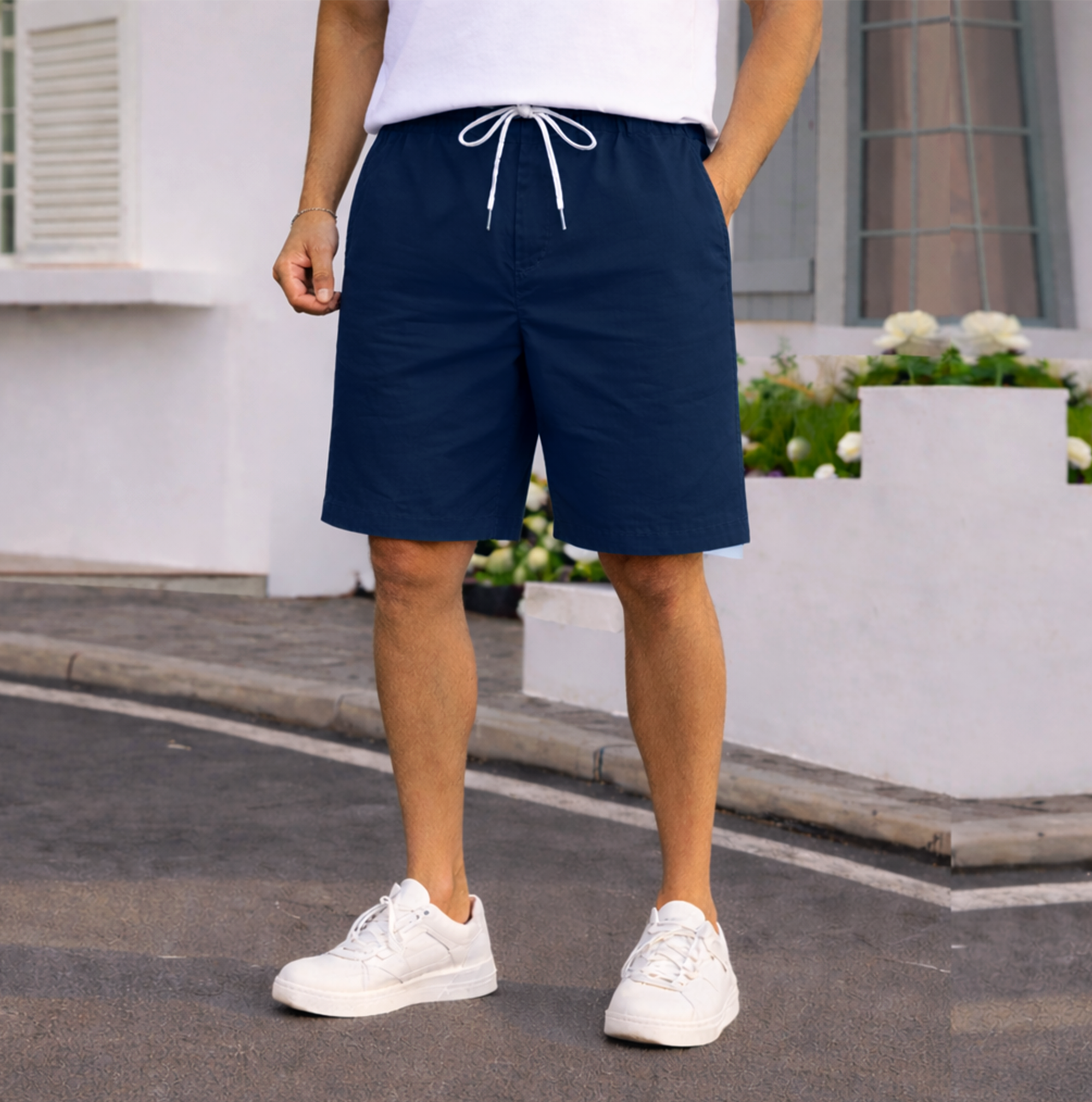 MENS COTTON SHORTS | EVERYDAY COMFORT HALF PANTS | Navy Blue Filo Hevis