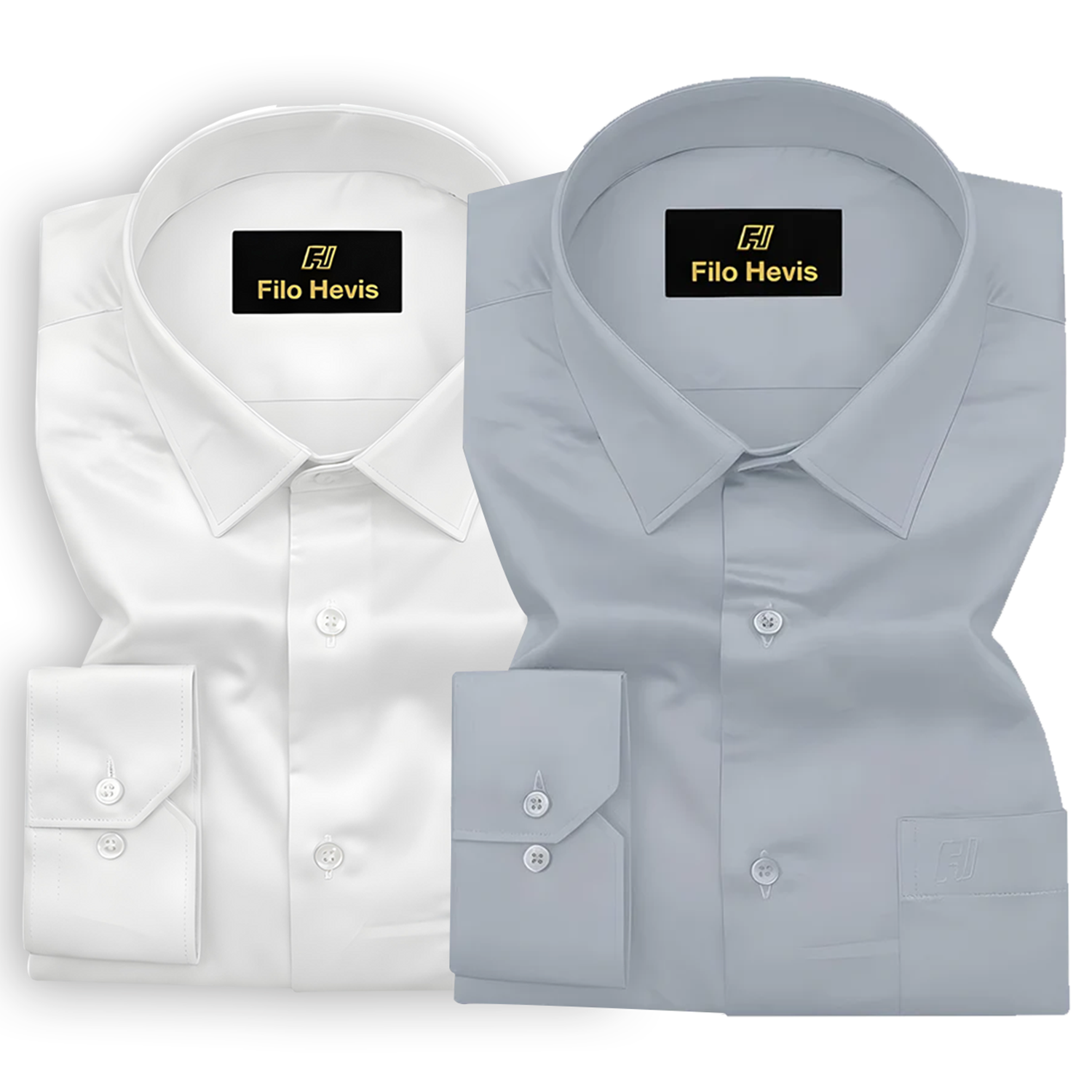 Combo of 2 Premium Cotton Formal Shirts – White & Grey | Single Pocket | Smart Fit My Store