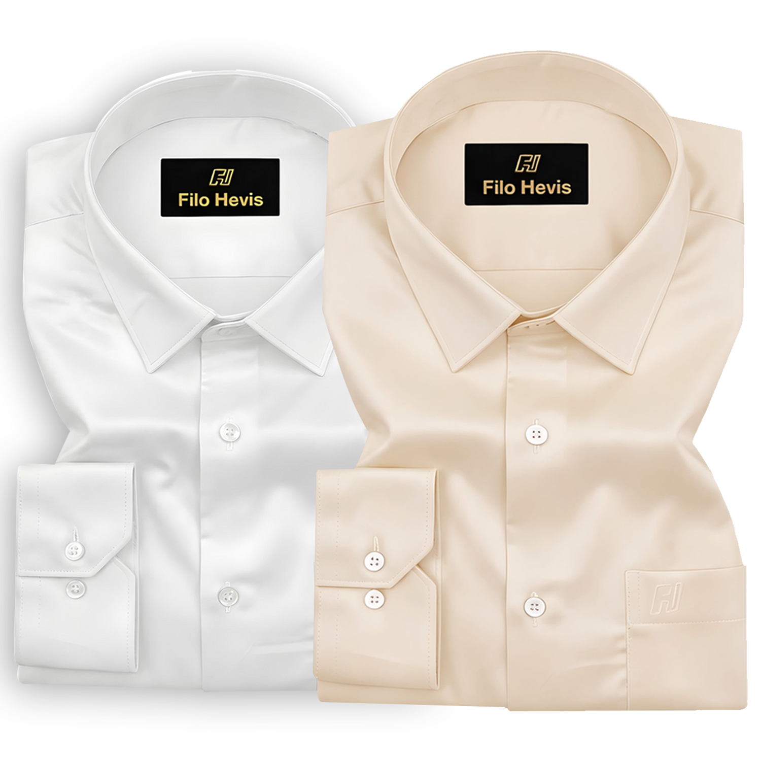 Combo of 2 Premium Cotton Formal Shirts – White & Cream | Single Pocket | Smart Fit My Store