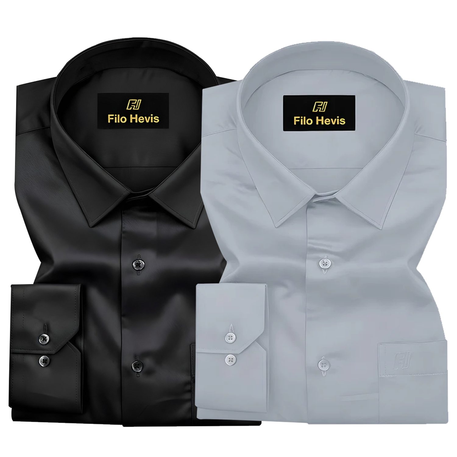 Combo of 2 Premium Cotton Formal Shirts – Black & Grey | Single Pocket | Smart Fit My Store