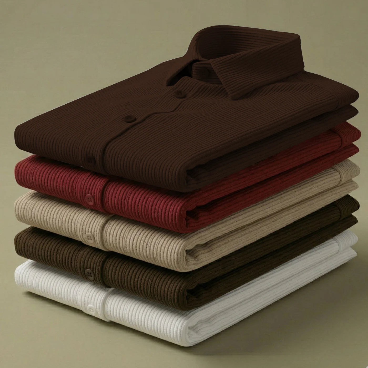 Brown Self Cord Casual Shirt for Men