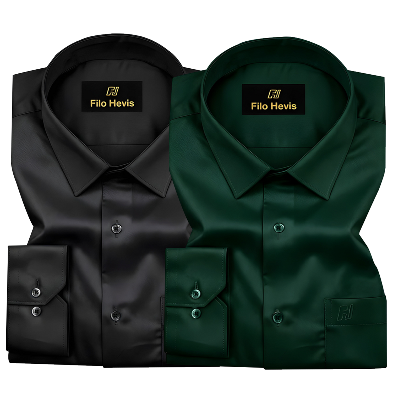 Combo of 2 Premium Cotton Formal Shirts – Black & Teal Green | Single Pocket | Smart Fit My Store