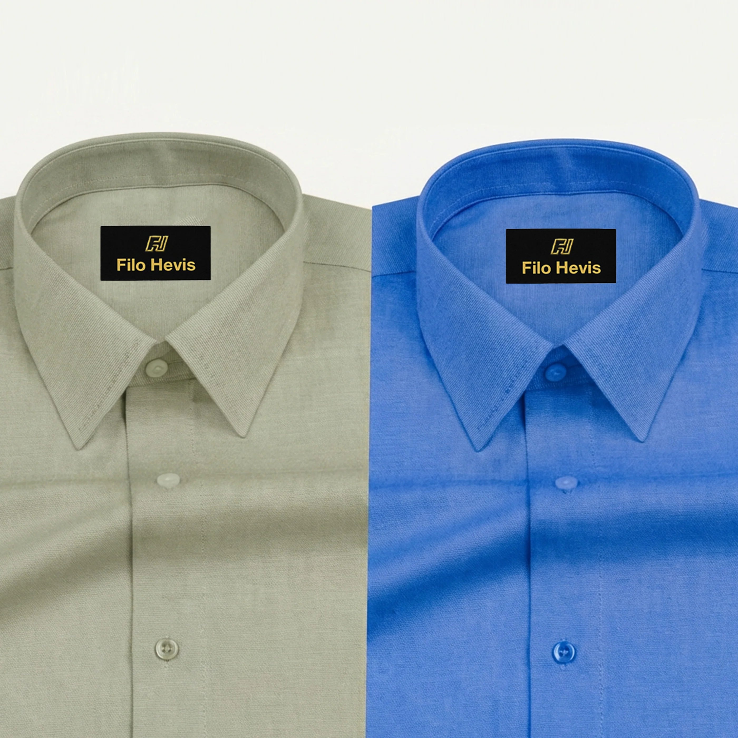 Combo of 2 Filafil Fabric Regular Fit Formal Shirts – Blue & Light Greyish Green (Single Pocket)