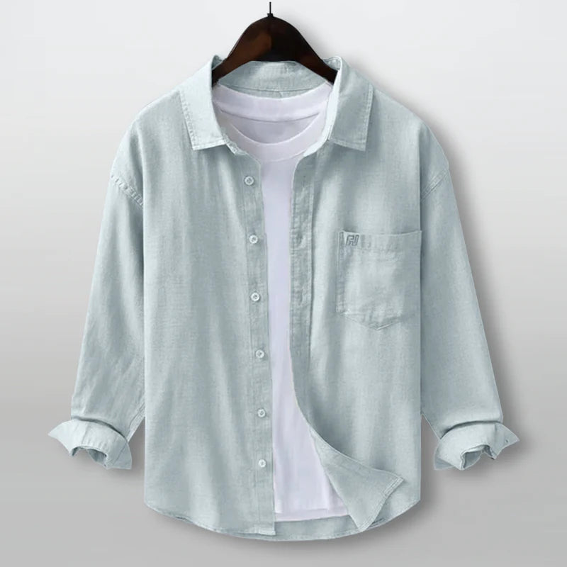 grey linen shirt