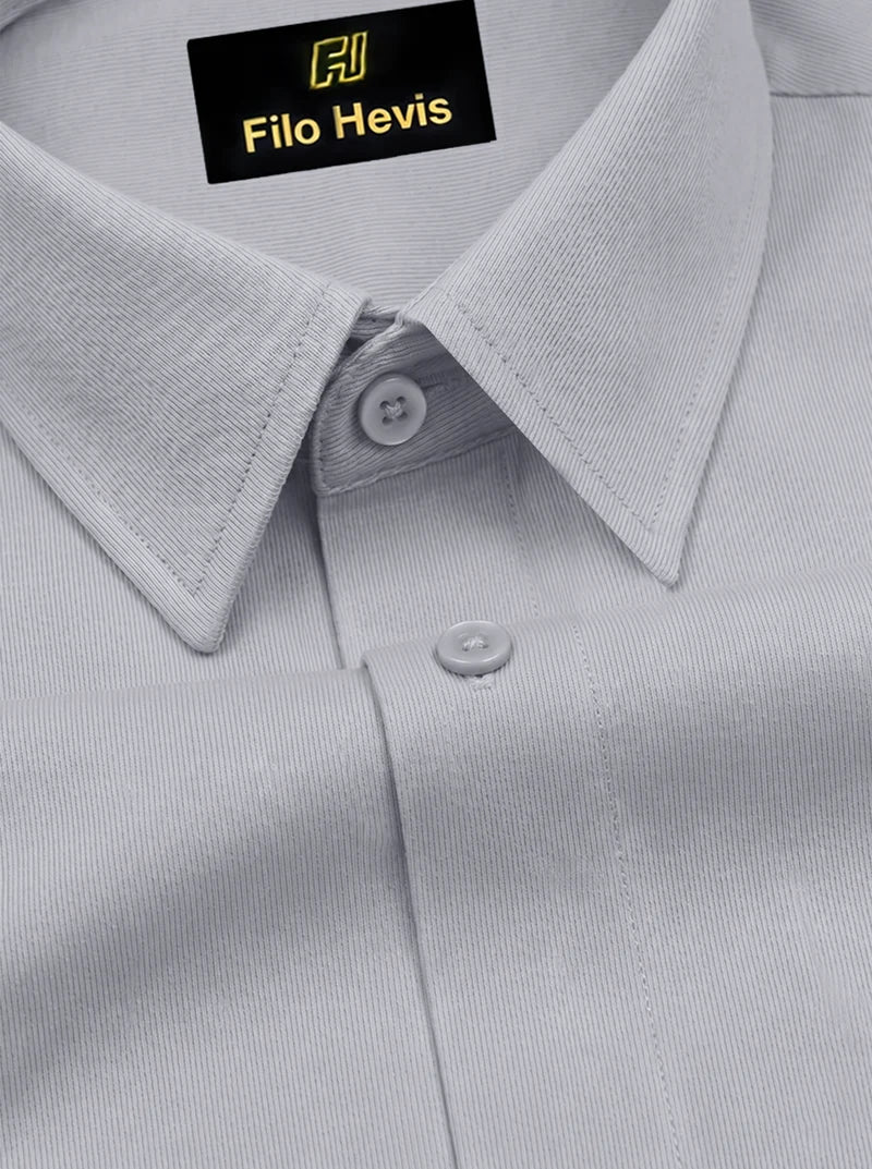 Fine-Ribbed Self-Structured Formal Shirt-GREY