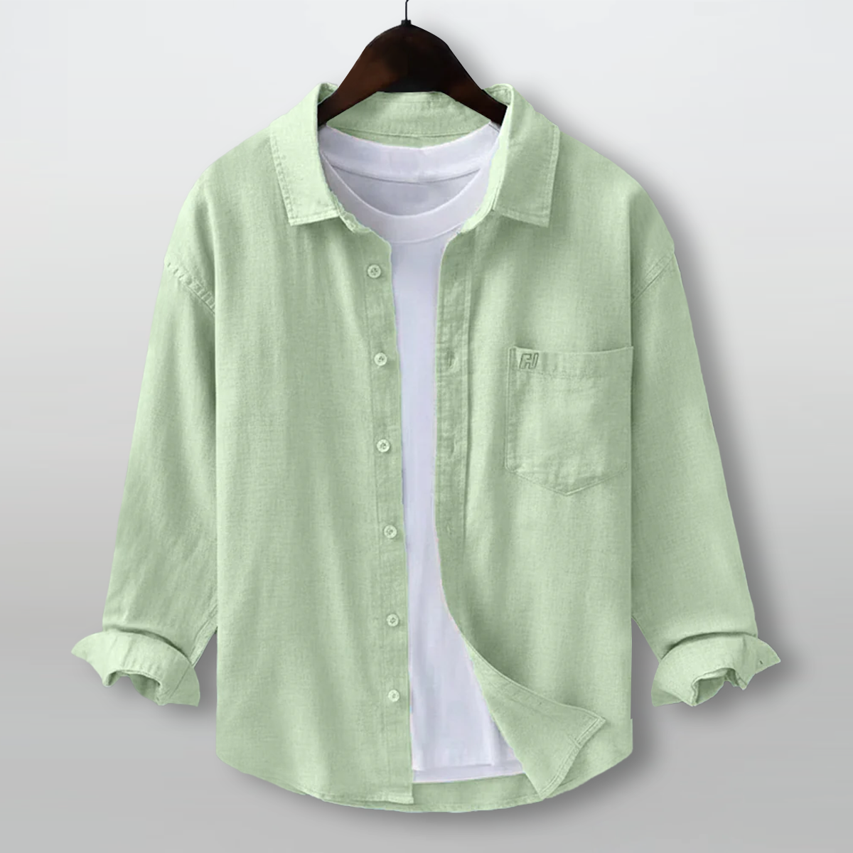 FINE LINEN SHIRTS FOR MEN (Full Sleeves)-Pista Green