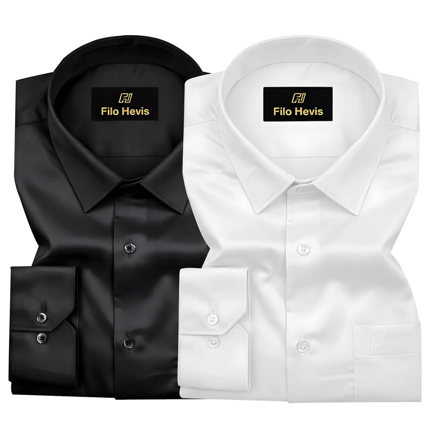 Combo of 2 Premium Cotton Formal Shirts – Black & White | Single Pocket | Smart Fit My Store