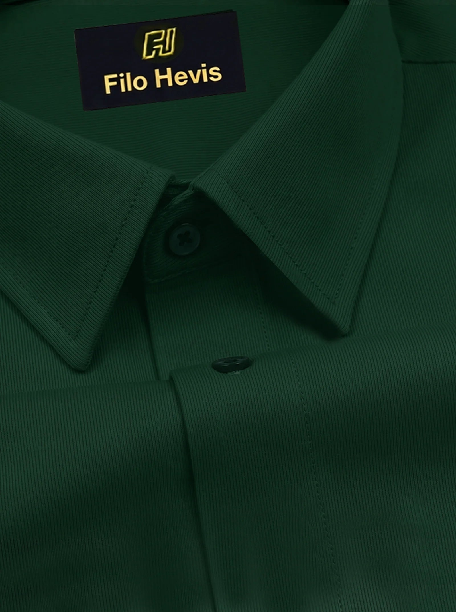 Fine-Ribbed Self-Structured Formal Shirt-DARK GREEN