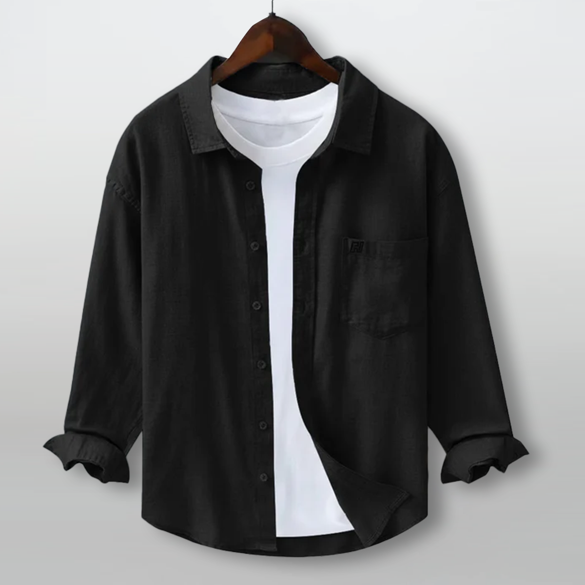 FINE LINEN SHIRTS FOR MEN (Full Sleeves)-Black