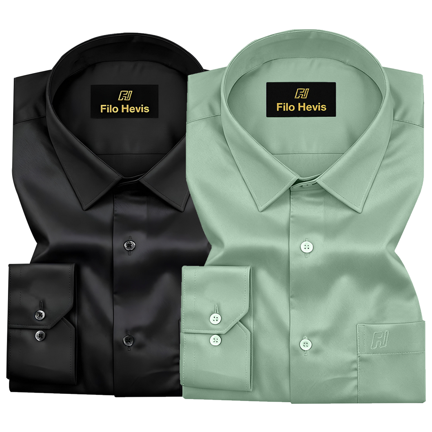 Combo of 2 Premium Cotton Formal Shirts – Black & Pista Green | Single Pocket | Smart Fit My Store
